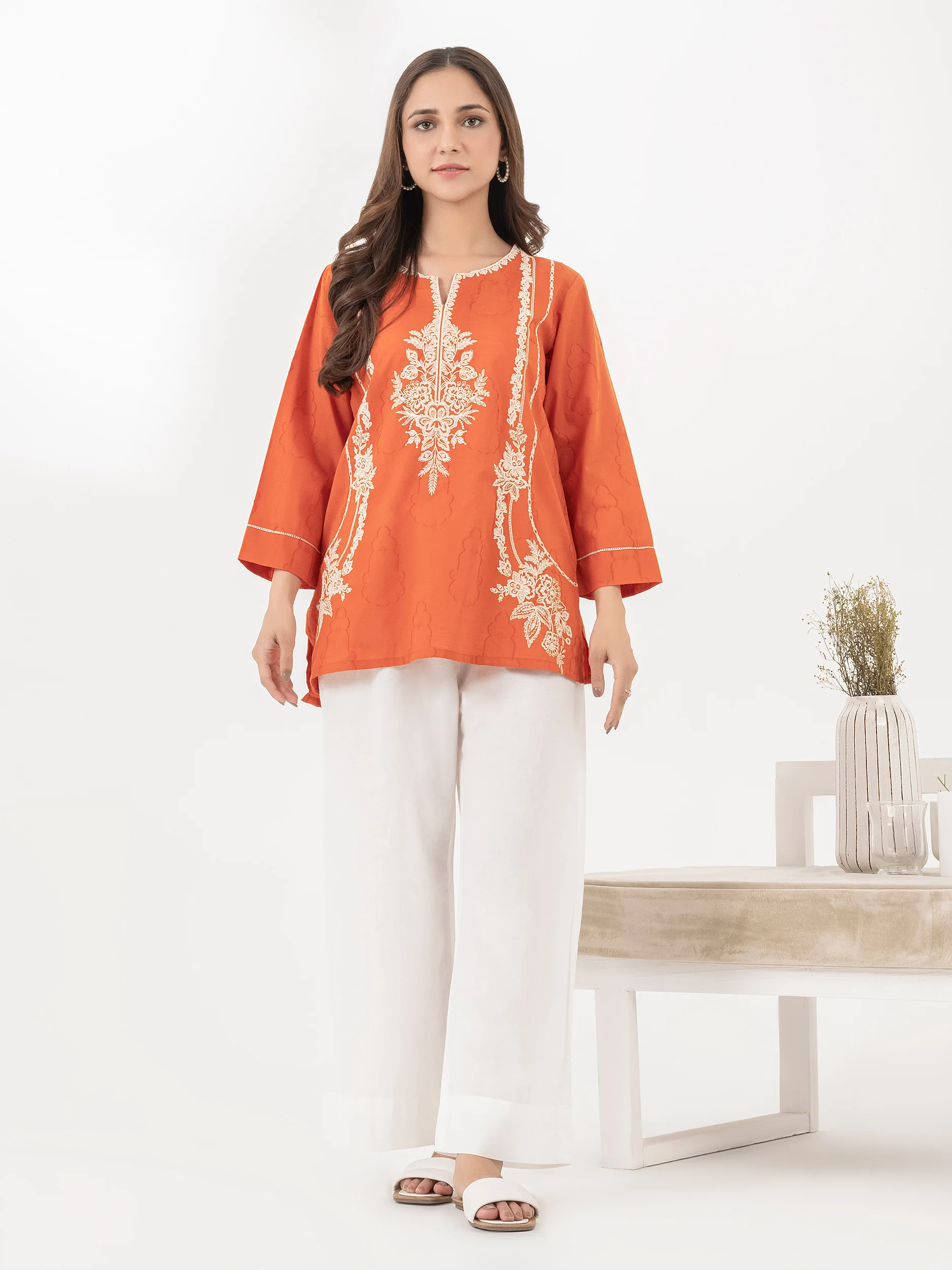 Jacquard Kurti-Embroidered (Pret) - Image 3
