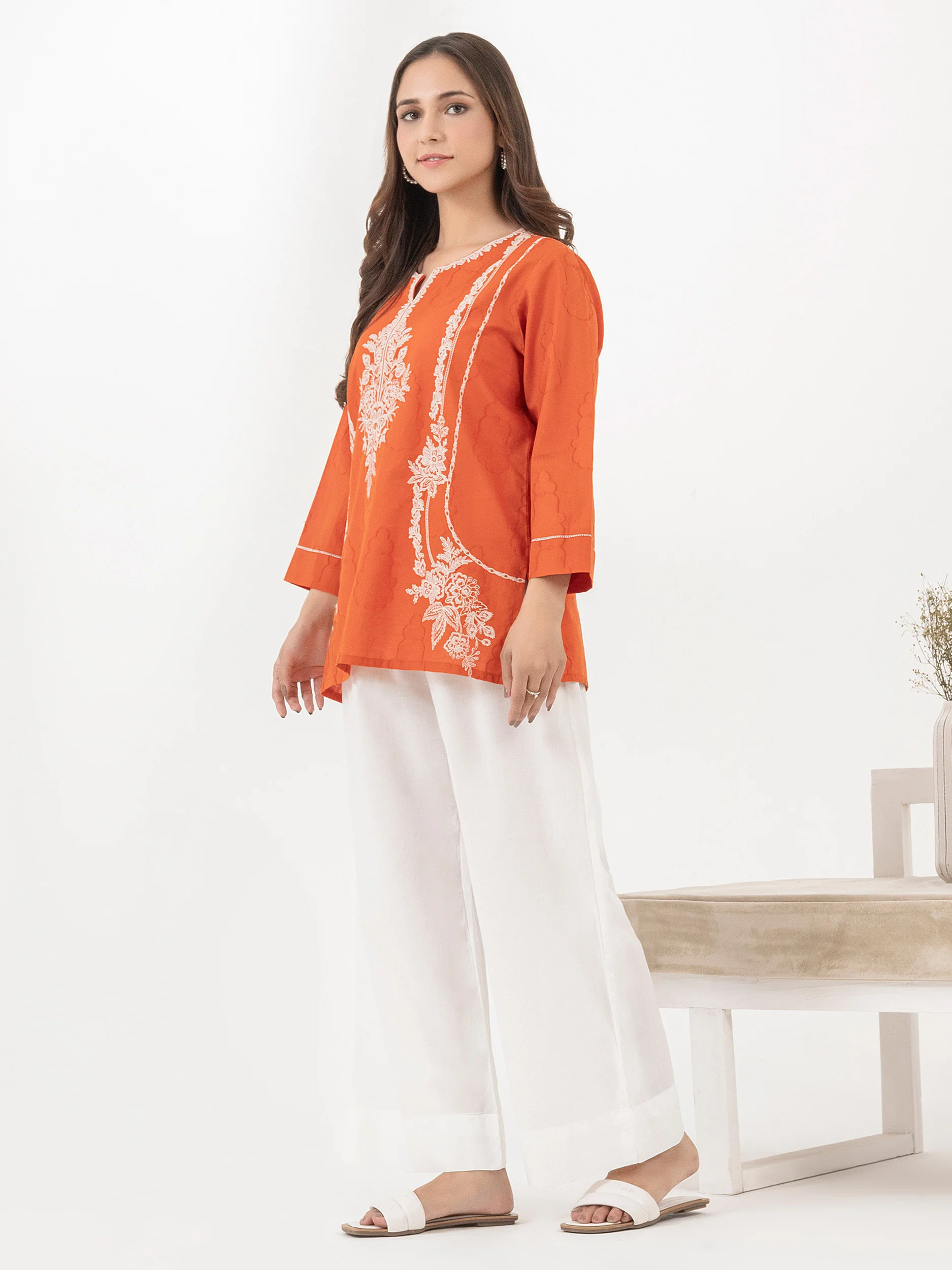 Jacquard Kurti-Embroidered (Pret) - Image 4