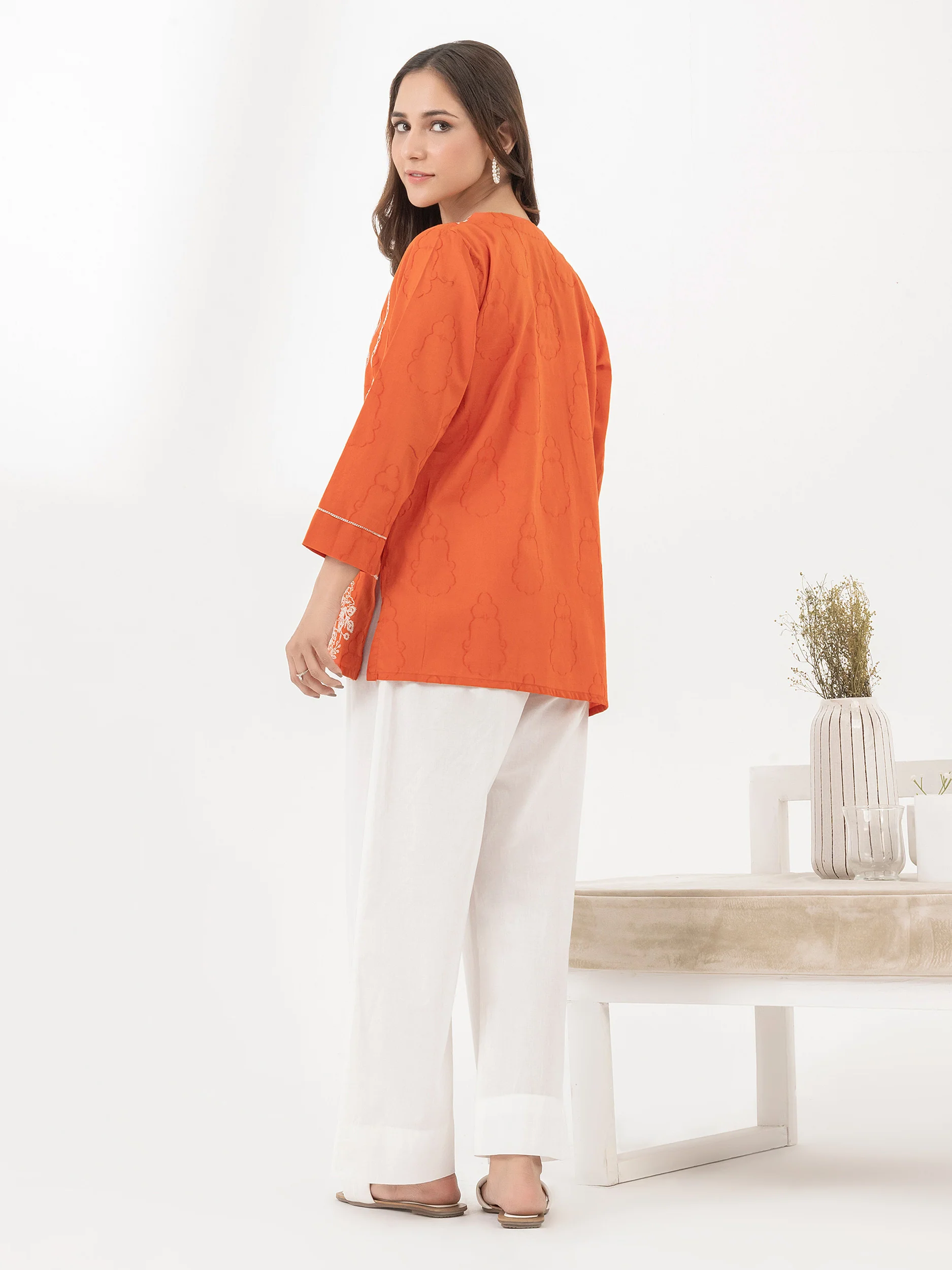 Jacquard Kurti-Embroidered (Pret) - Image 5