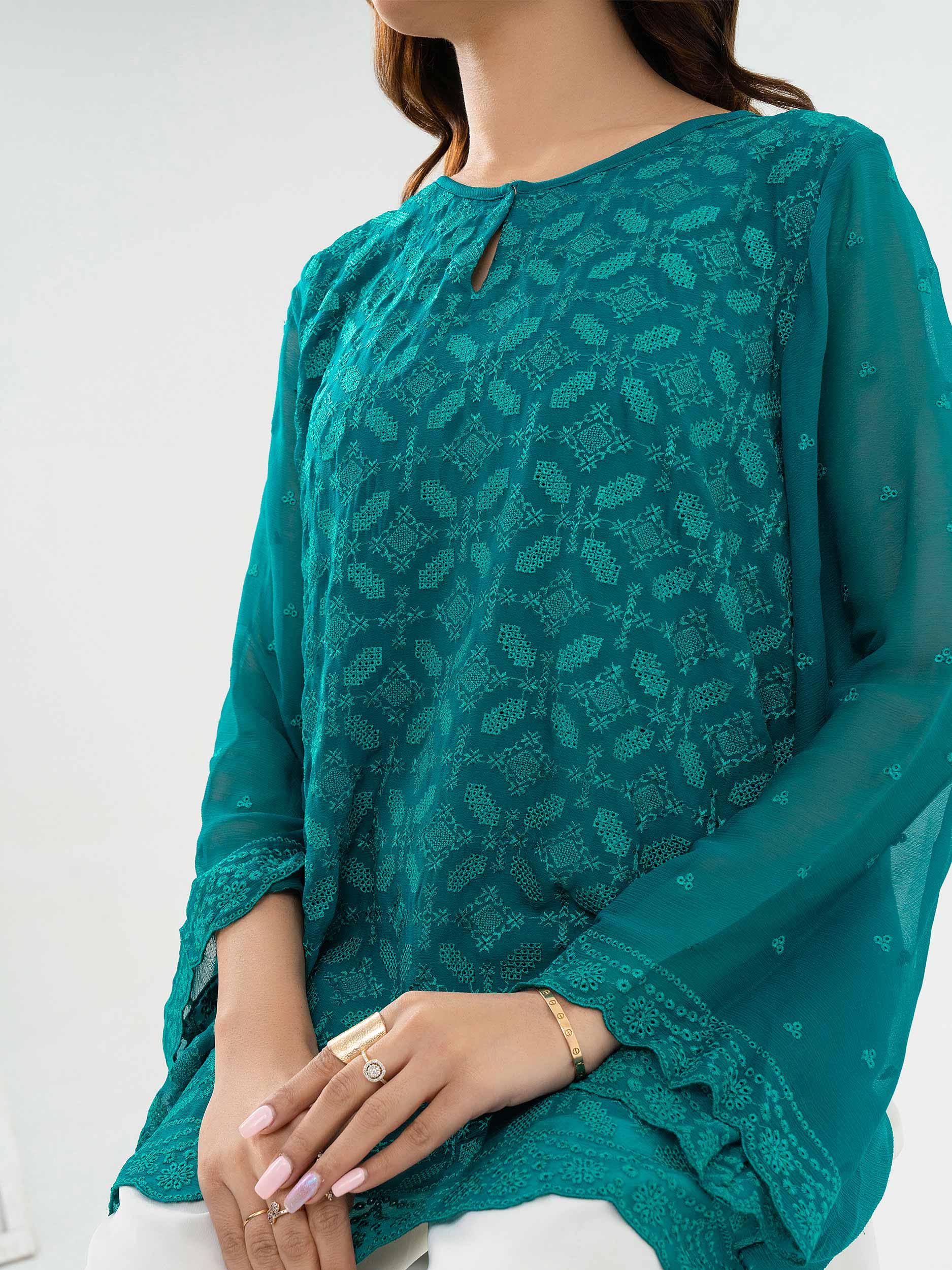 Chiffon Top-Embroidered (Pret) - Image 7
