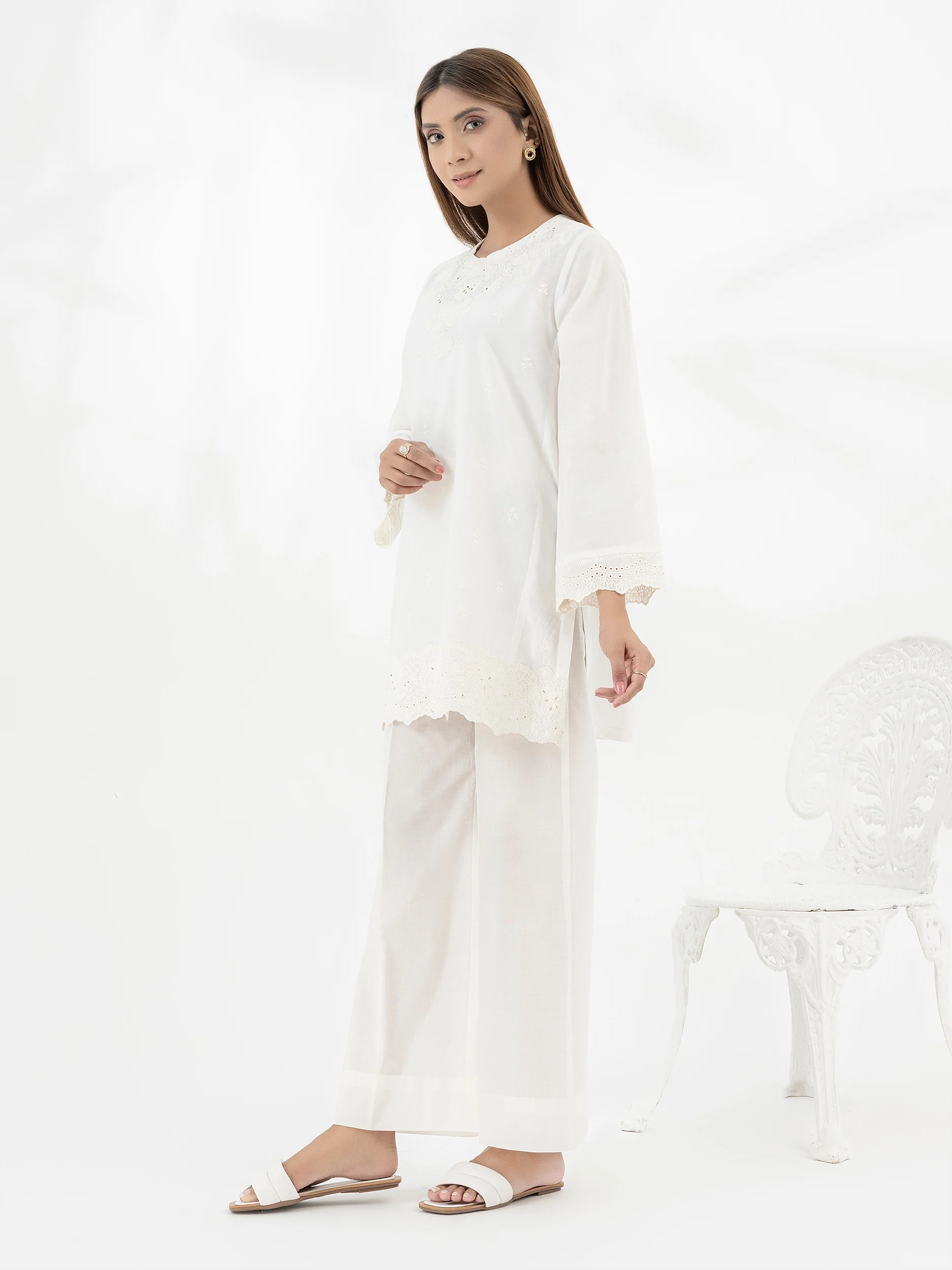 Cambric Kurti-Embroidered (Pret) - Image 3