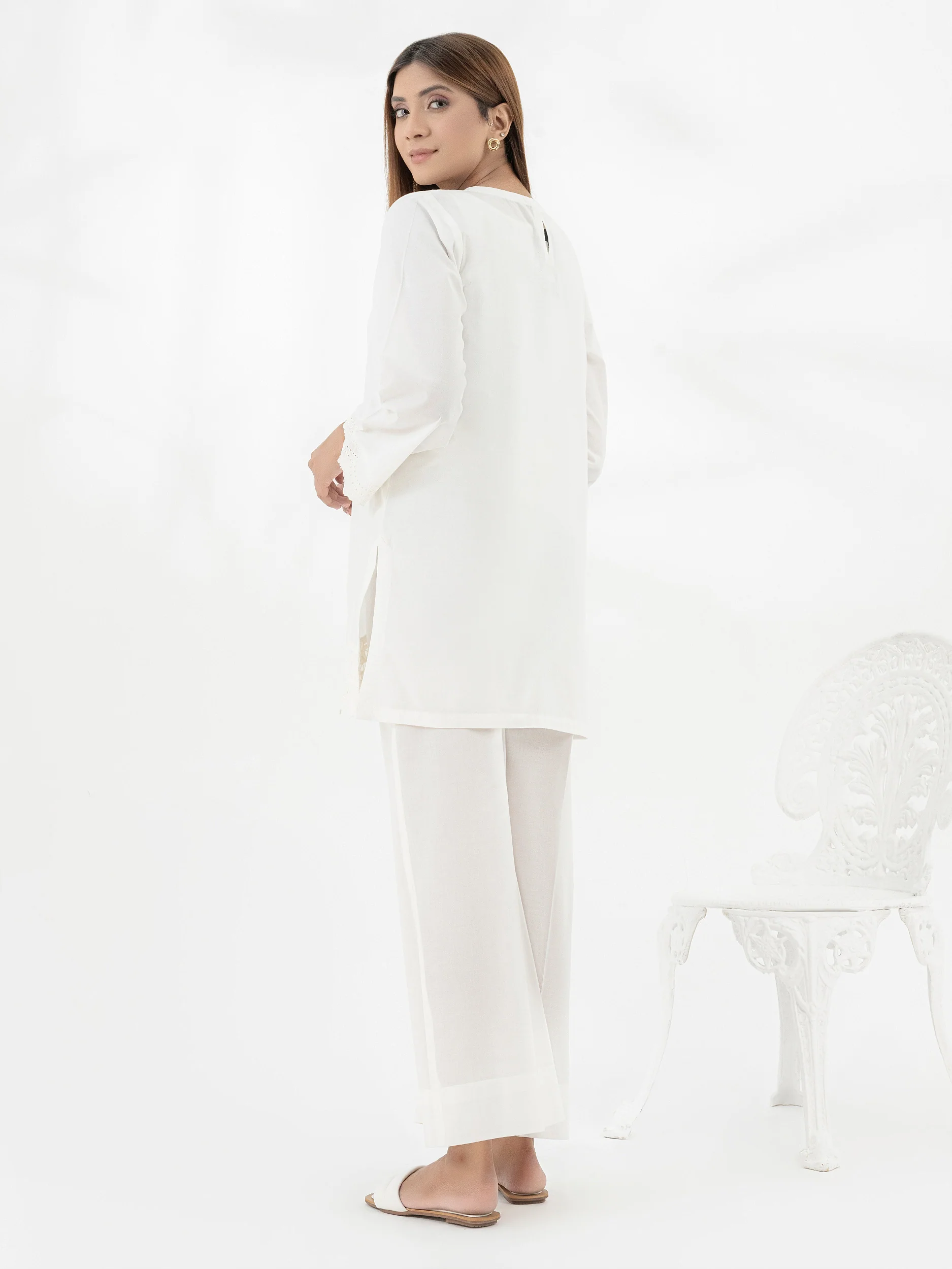 Cambric Kurti-Embroidered (Pret) - Image 4