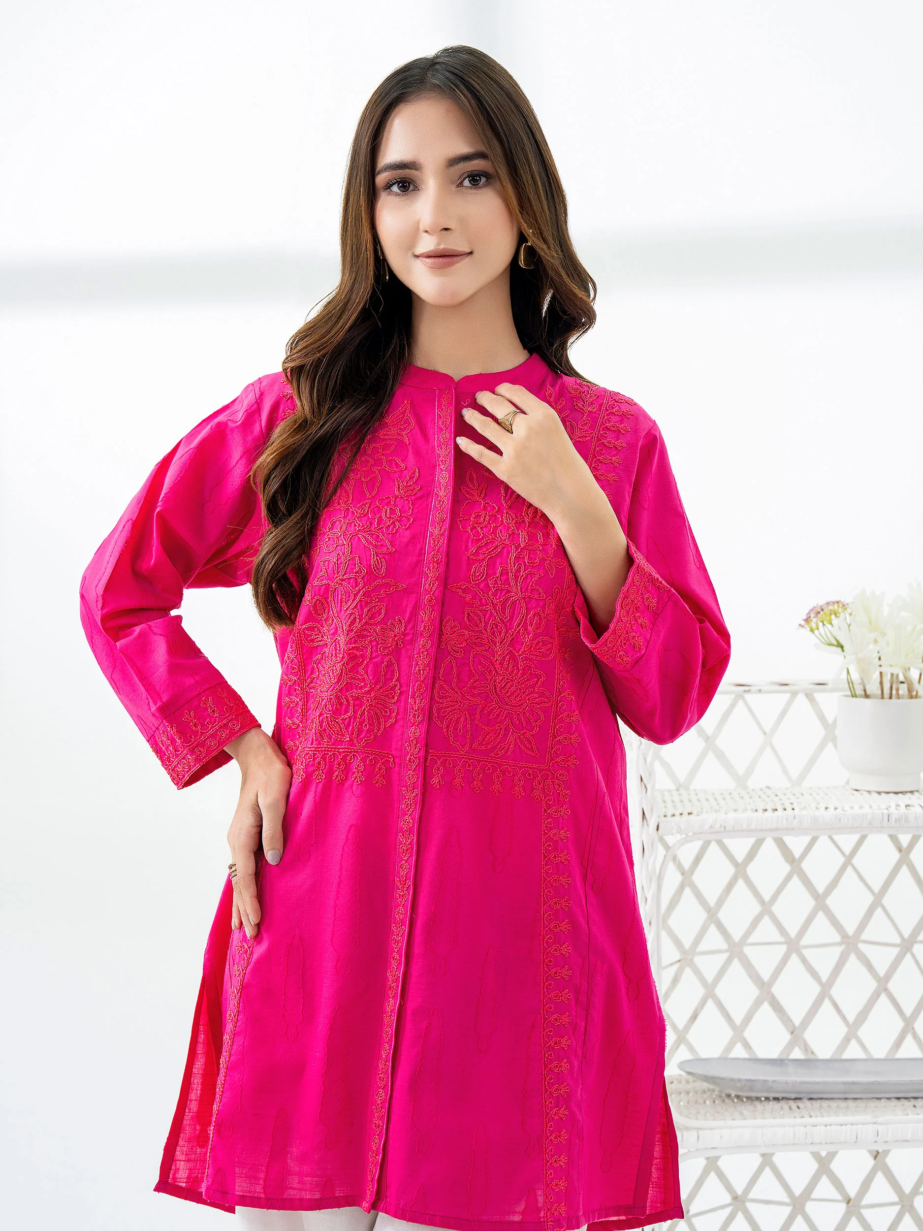 Jacquard Kurti-Embroidered (Pret) - Image 2