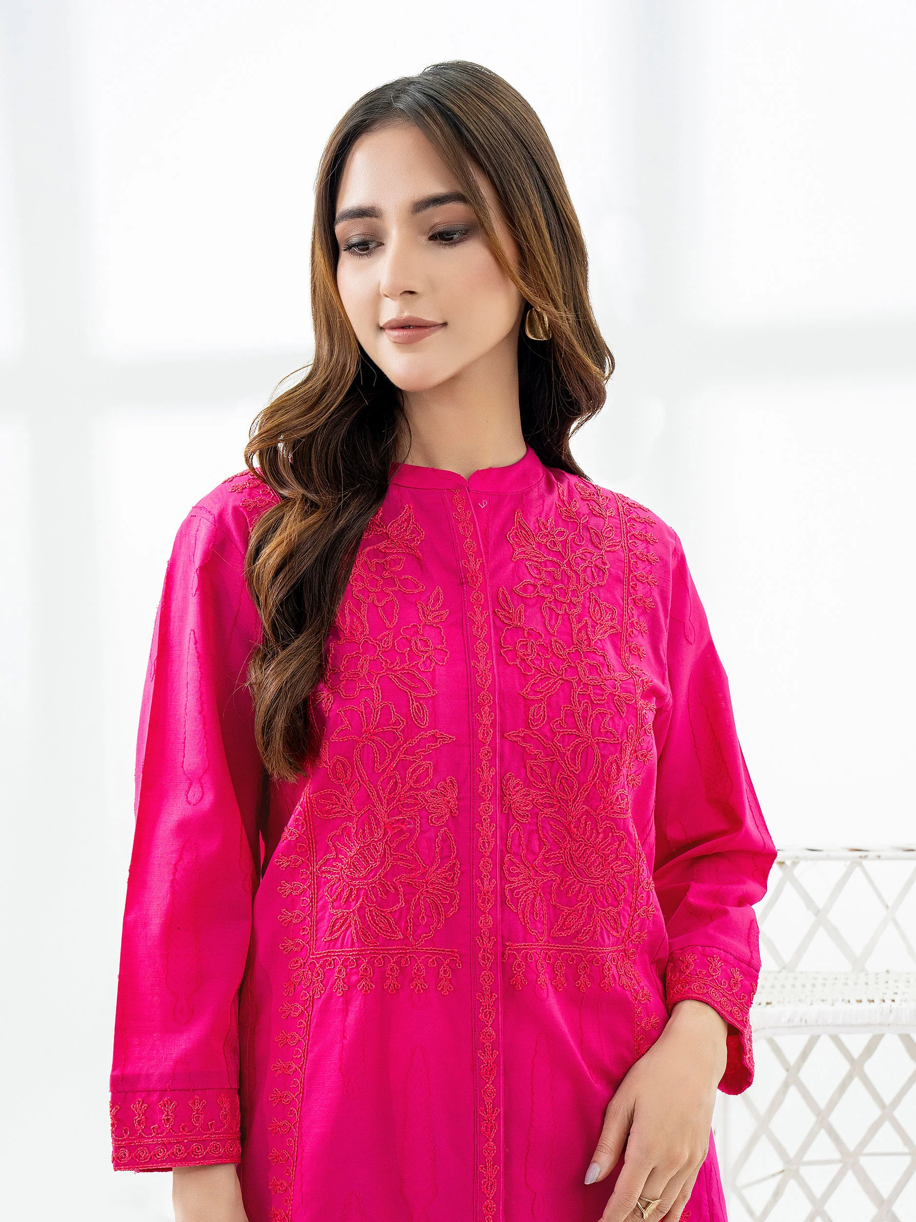 Jacquard Kurti-Embroidered (Pret) - Image 4