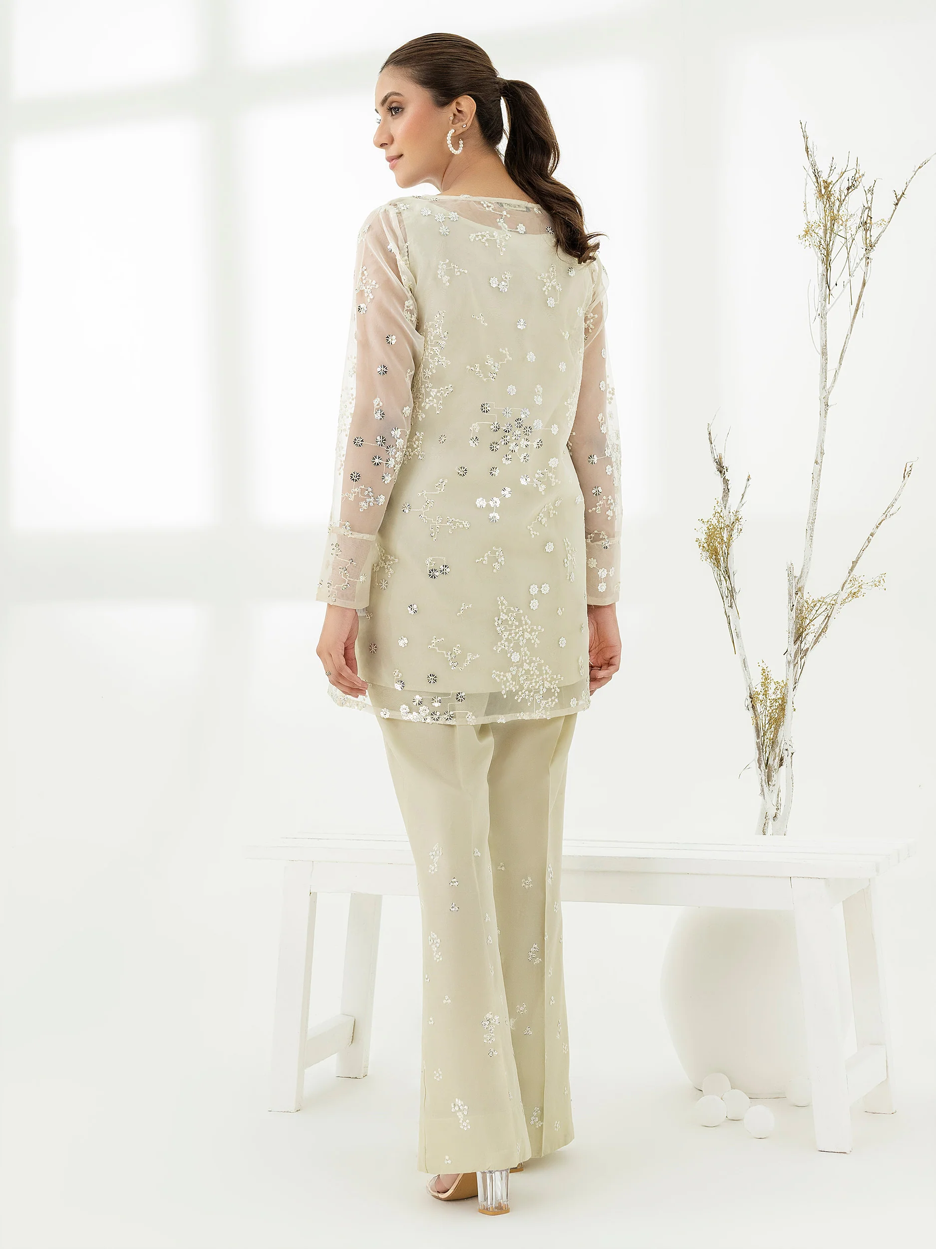 2 Piece Organza Suit-Embroidered (Pret) - Image 4