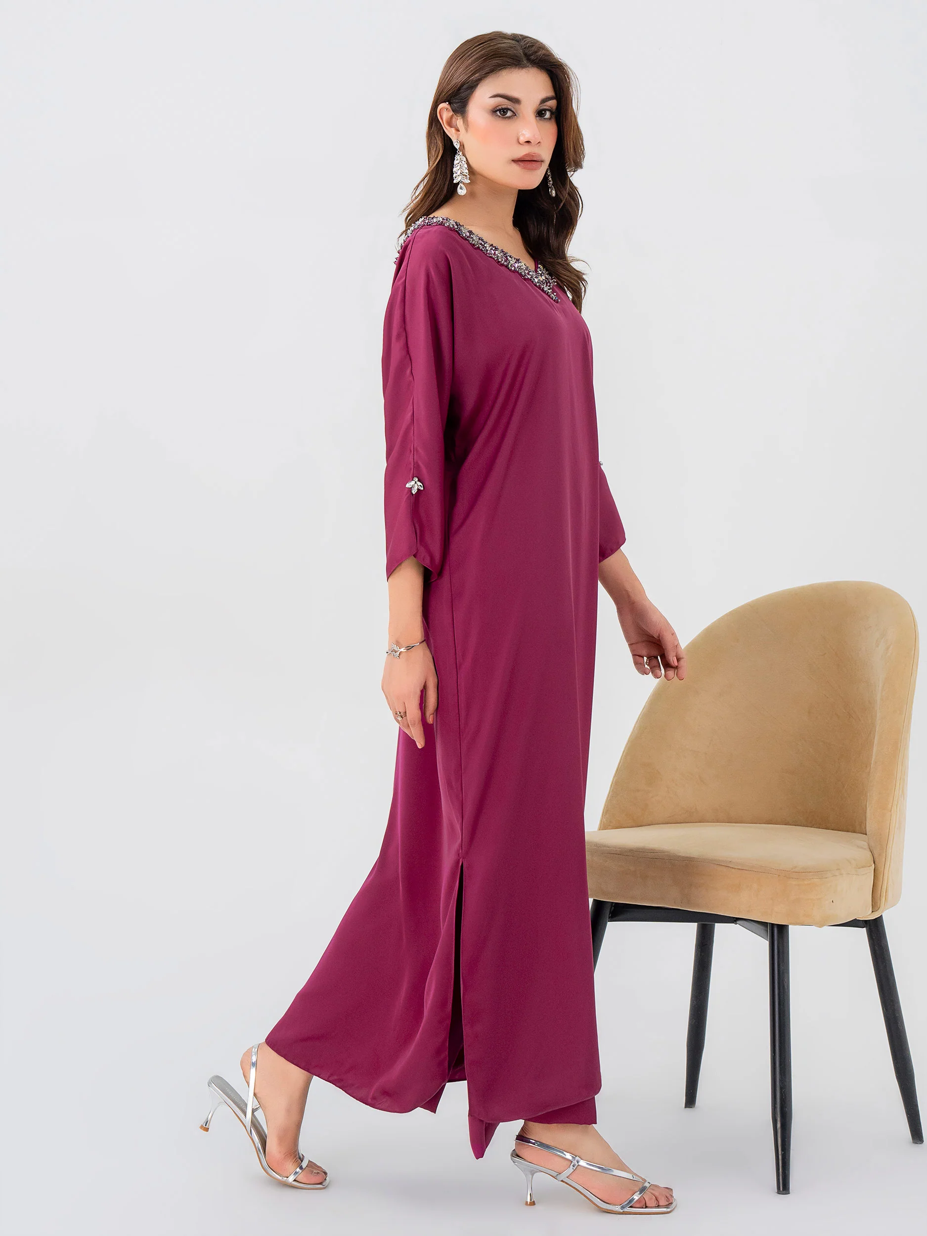 2 Piece Silk Suit-Embellished (Pret) - Image 4