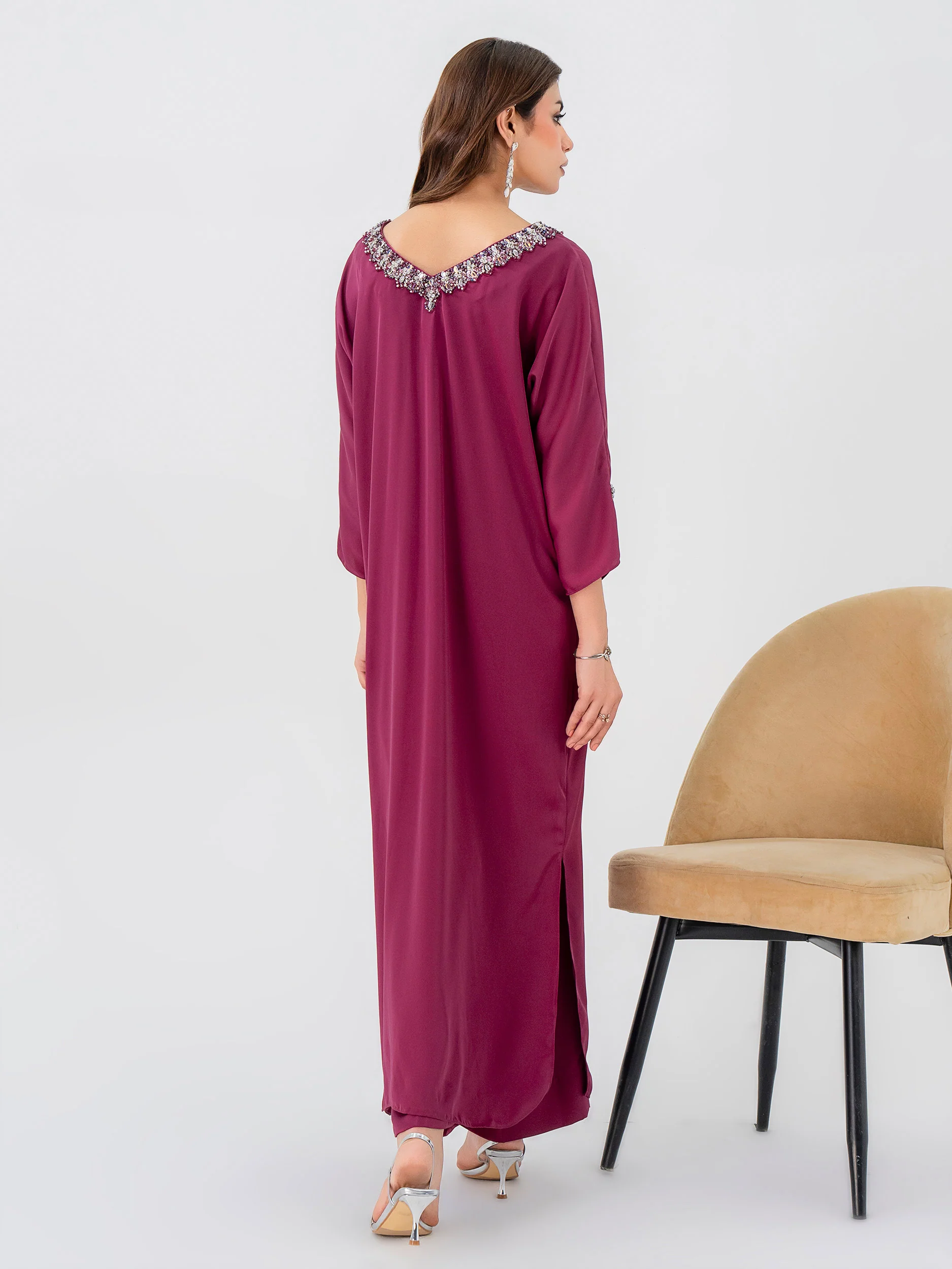 2 Piece Silk Suit-Embellished (Pret) - Image 5