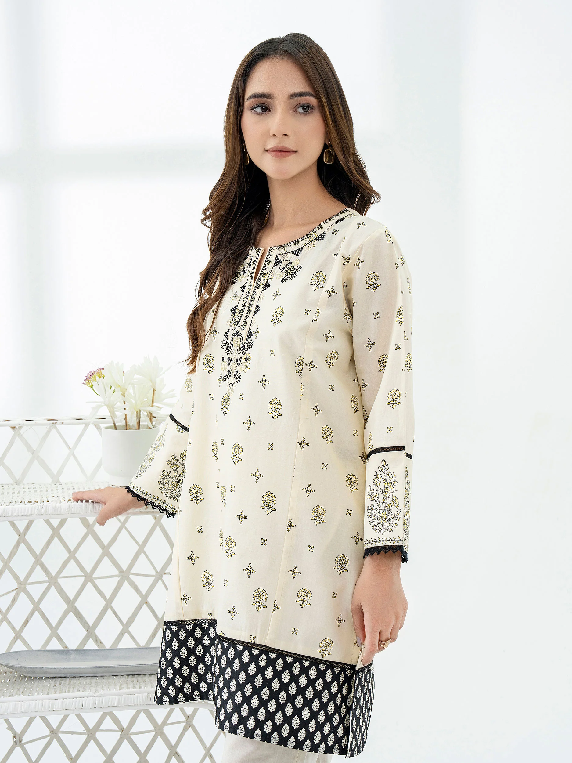 Cambric Kurti-Embroidered (Pret) - Image 2
