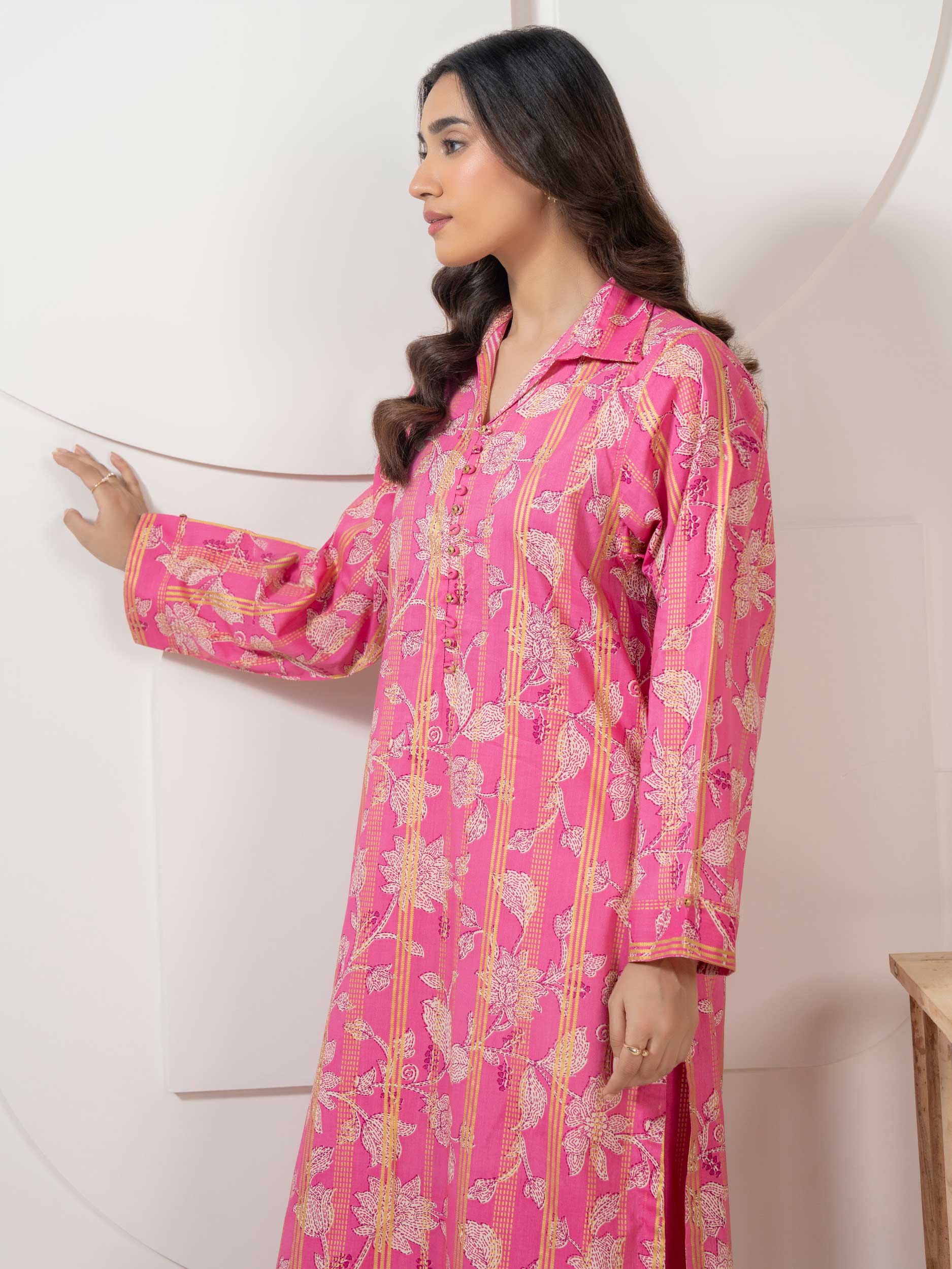 2 Piece Satin Suit Printed (Pret) - Image 2