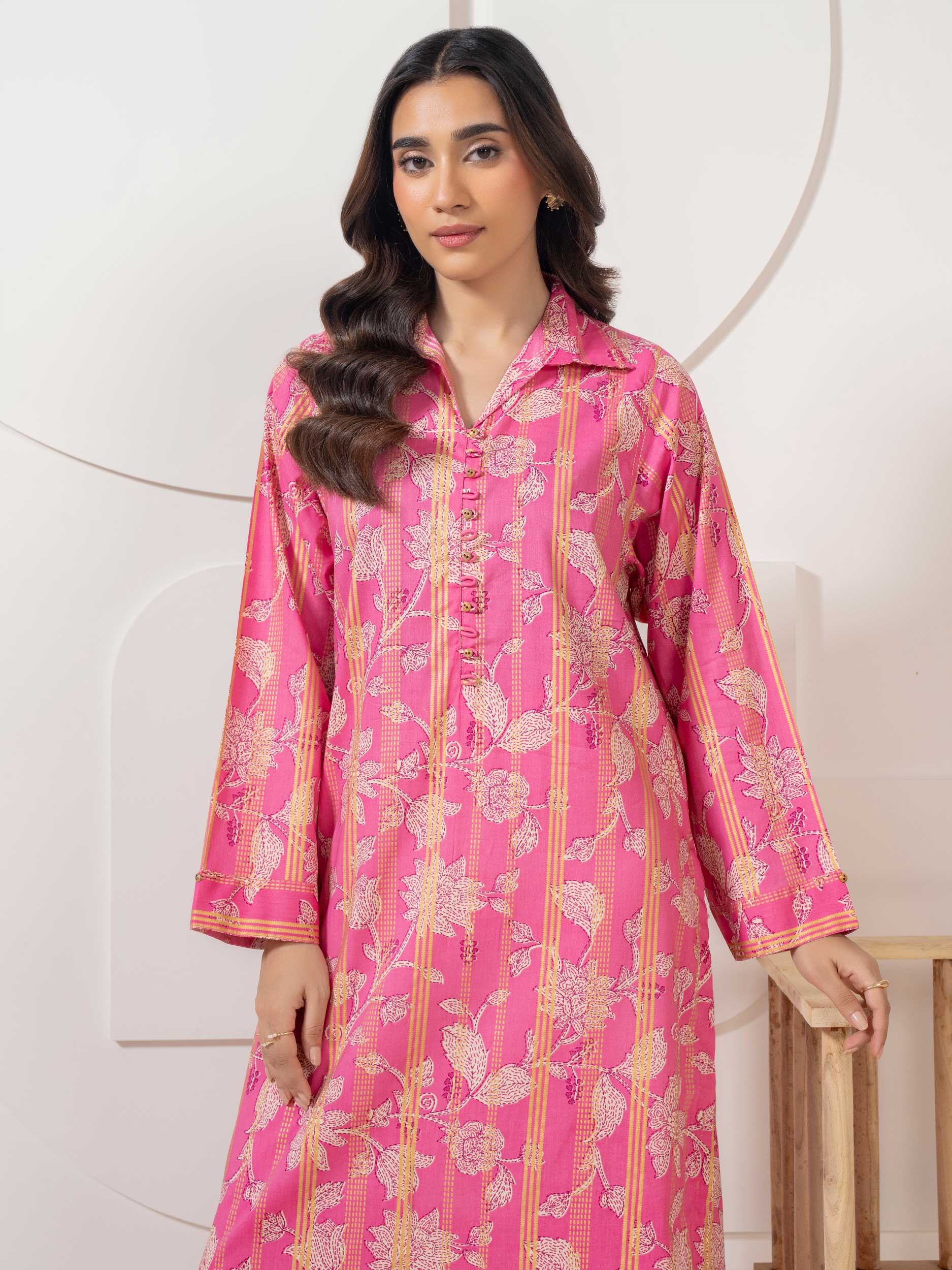 2 Piece Satin Suit Printed (Pret) - Image 4