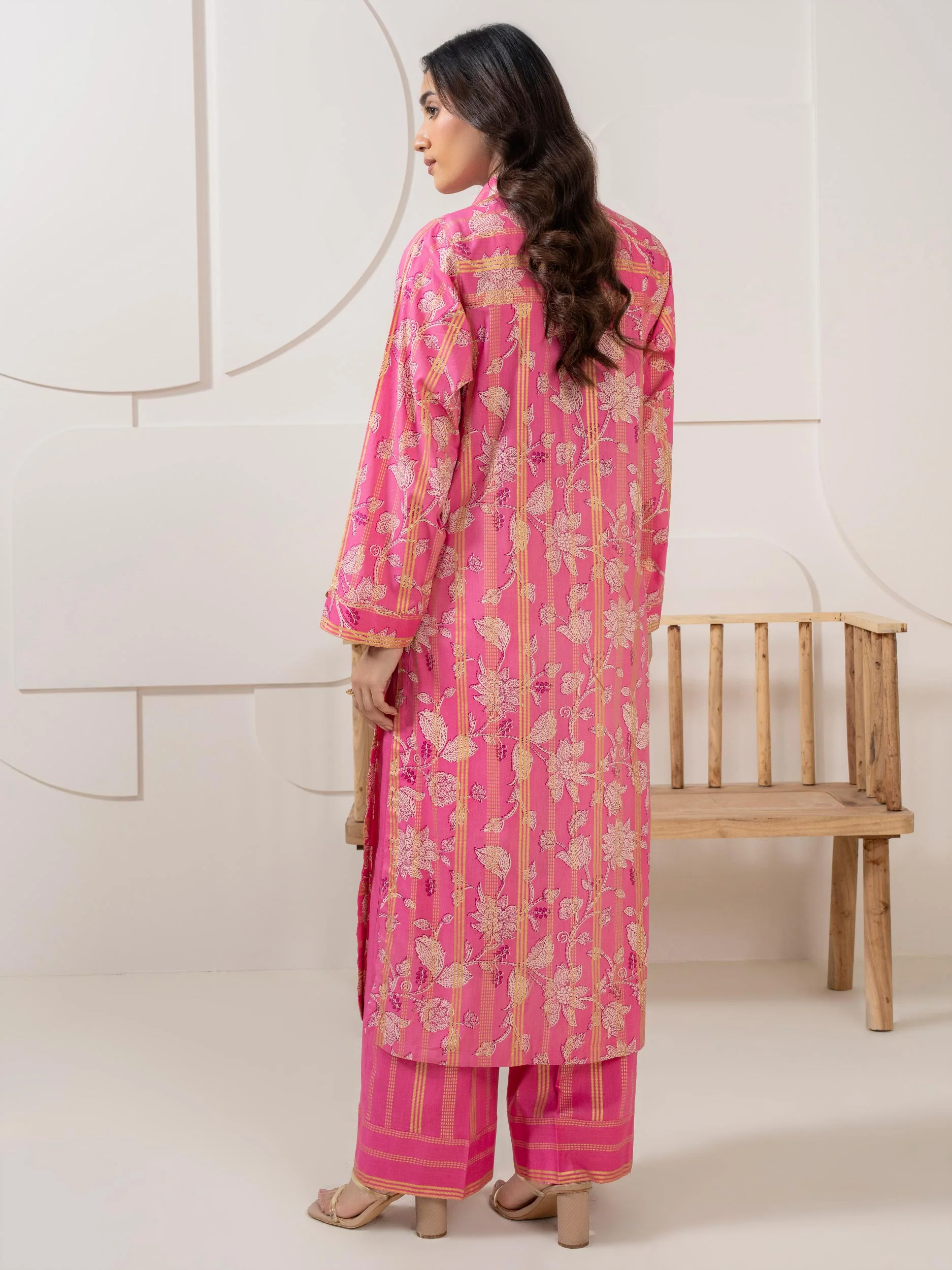 2 Piece Satin Suit Printed (Pret) - Image 5
