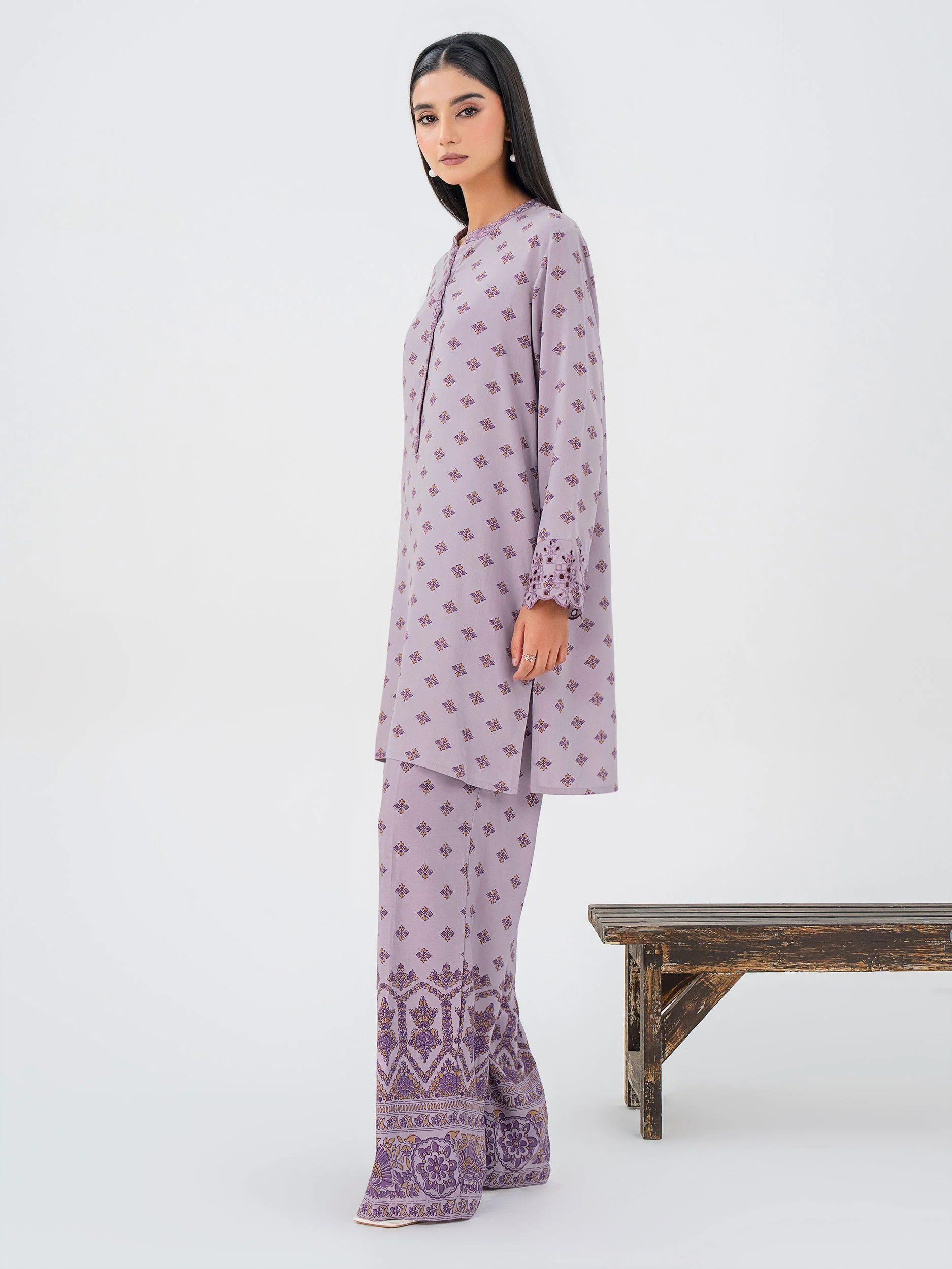 2 Piece Linen Suit-Embroidered (Pret) - Image 4