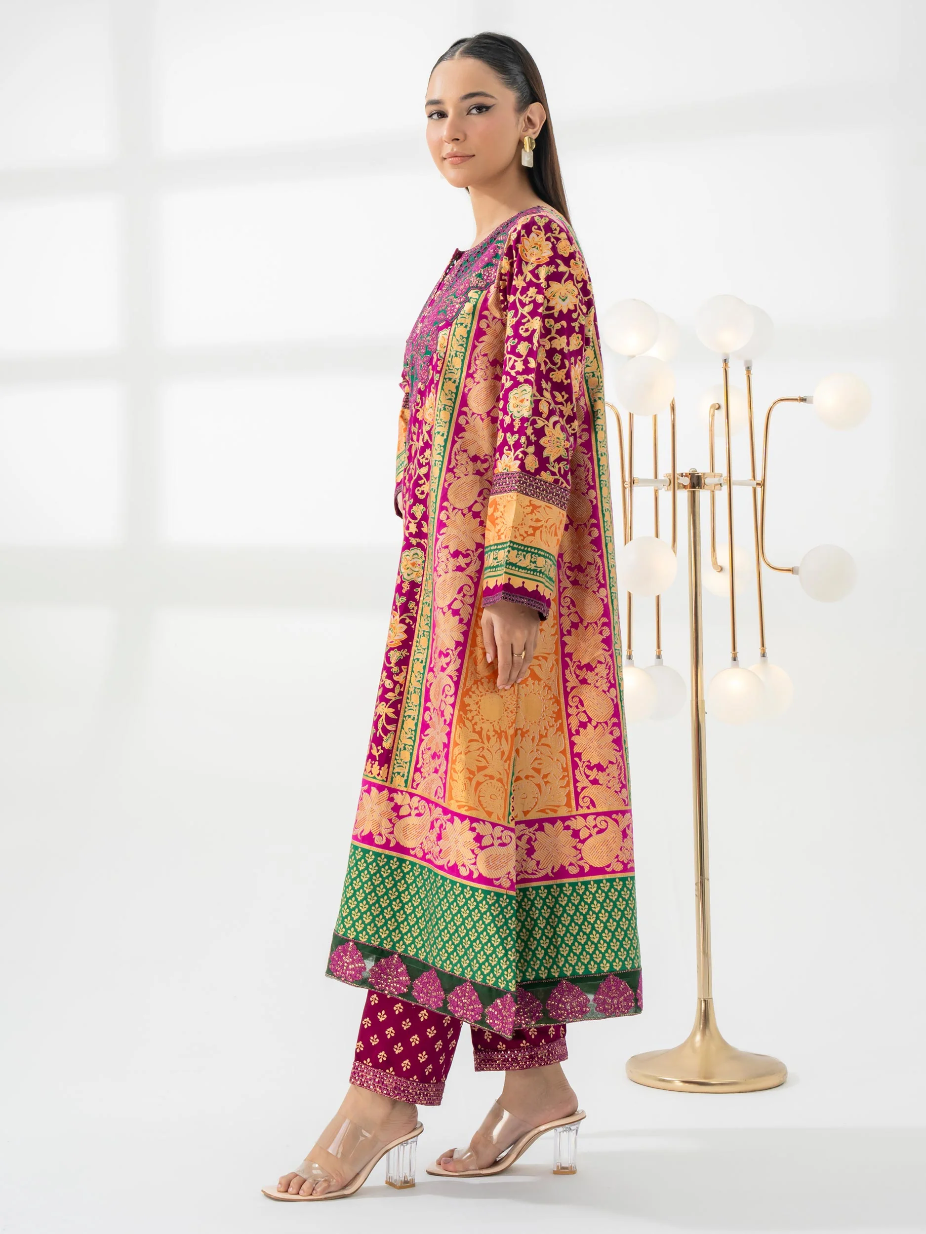 2 Piece Satin Suit-Embroidered (Pret) - Image 4