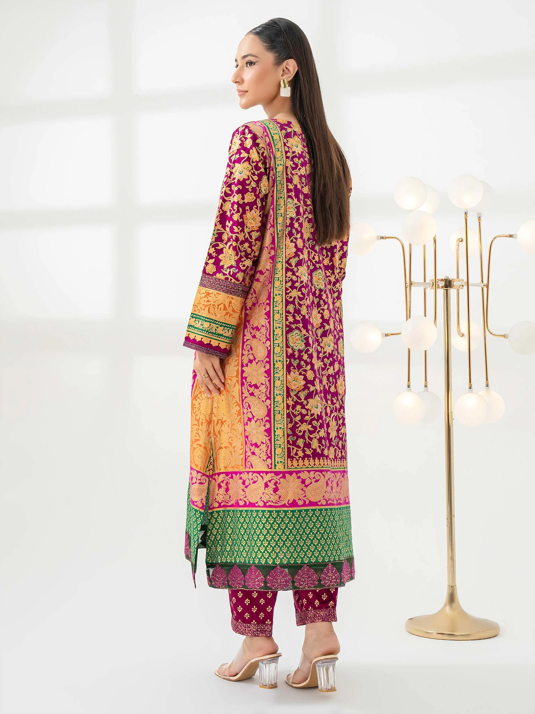 2 Piece Satin Suit-Embroidered (Pret) - Image 5