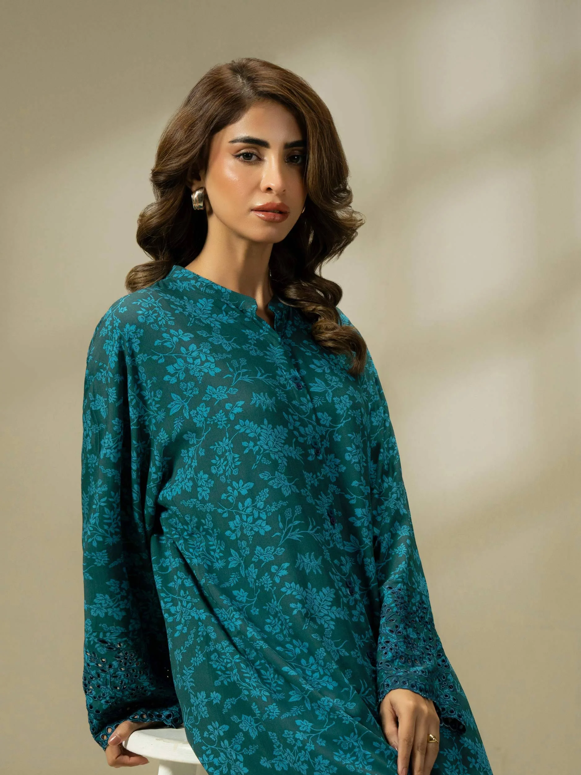 2 Piece Linen Suit-Embroidered (Pret) - Image 2