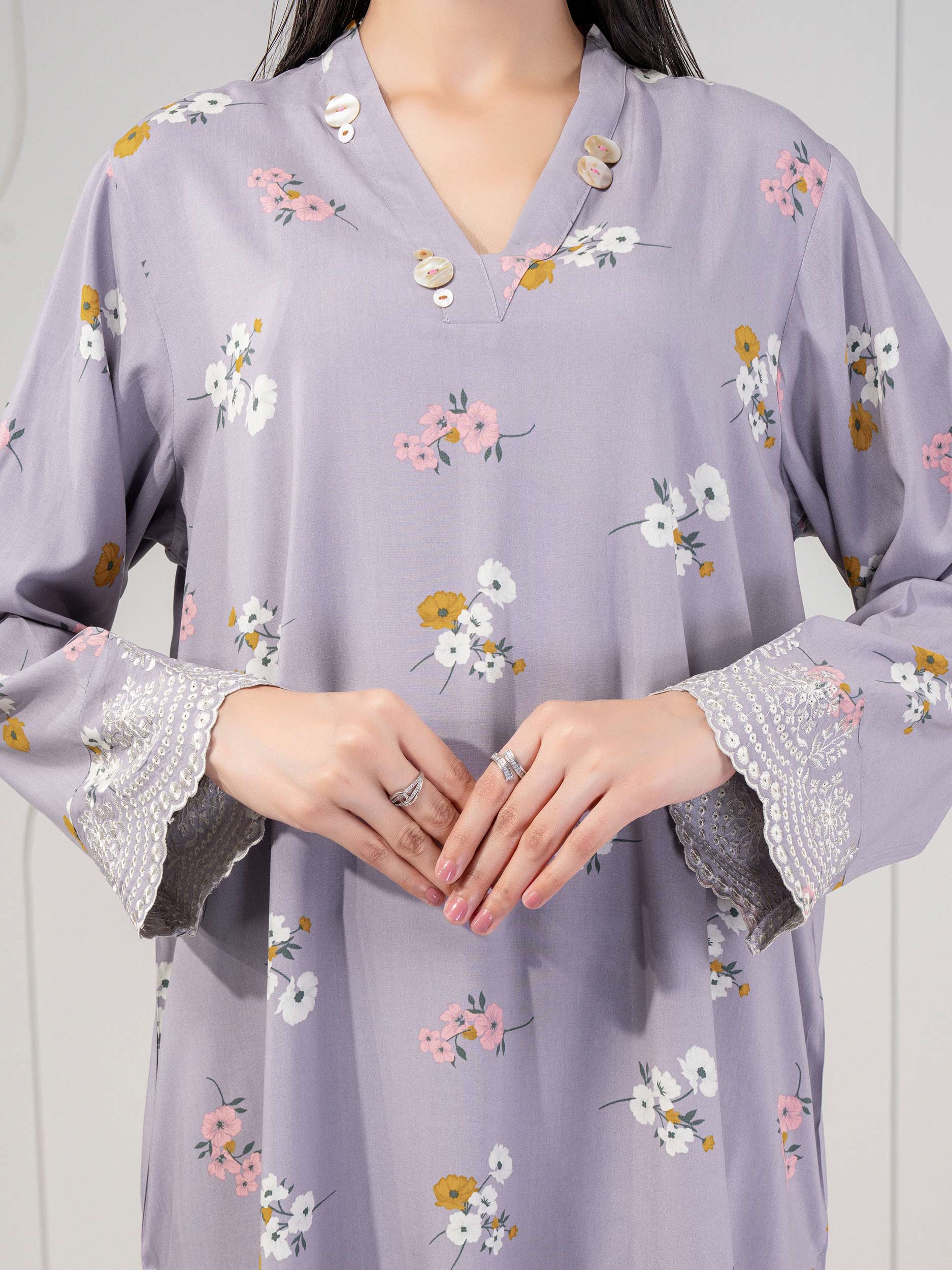 2 Piece Linen Suit-Embroidered (Pret) - Image 6