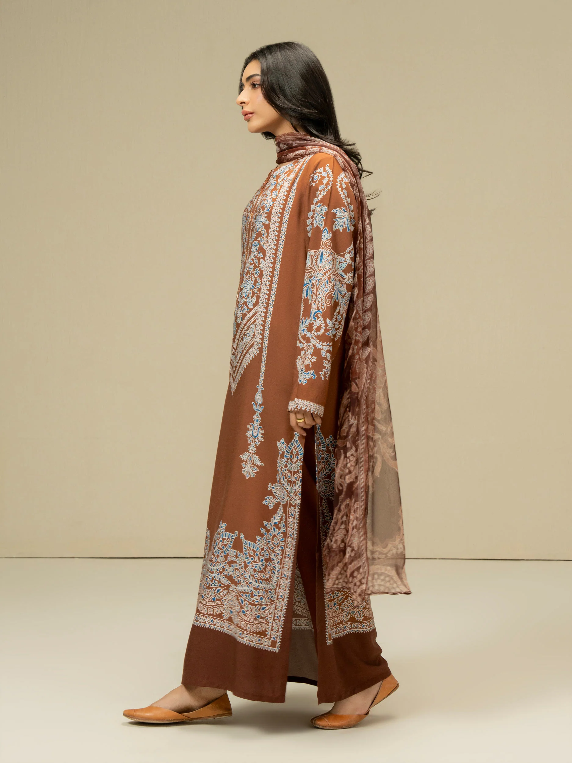 3 Piece Linen Suit-Prined (Pret) - Image 4