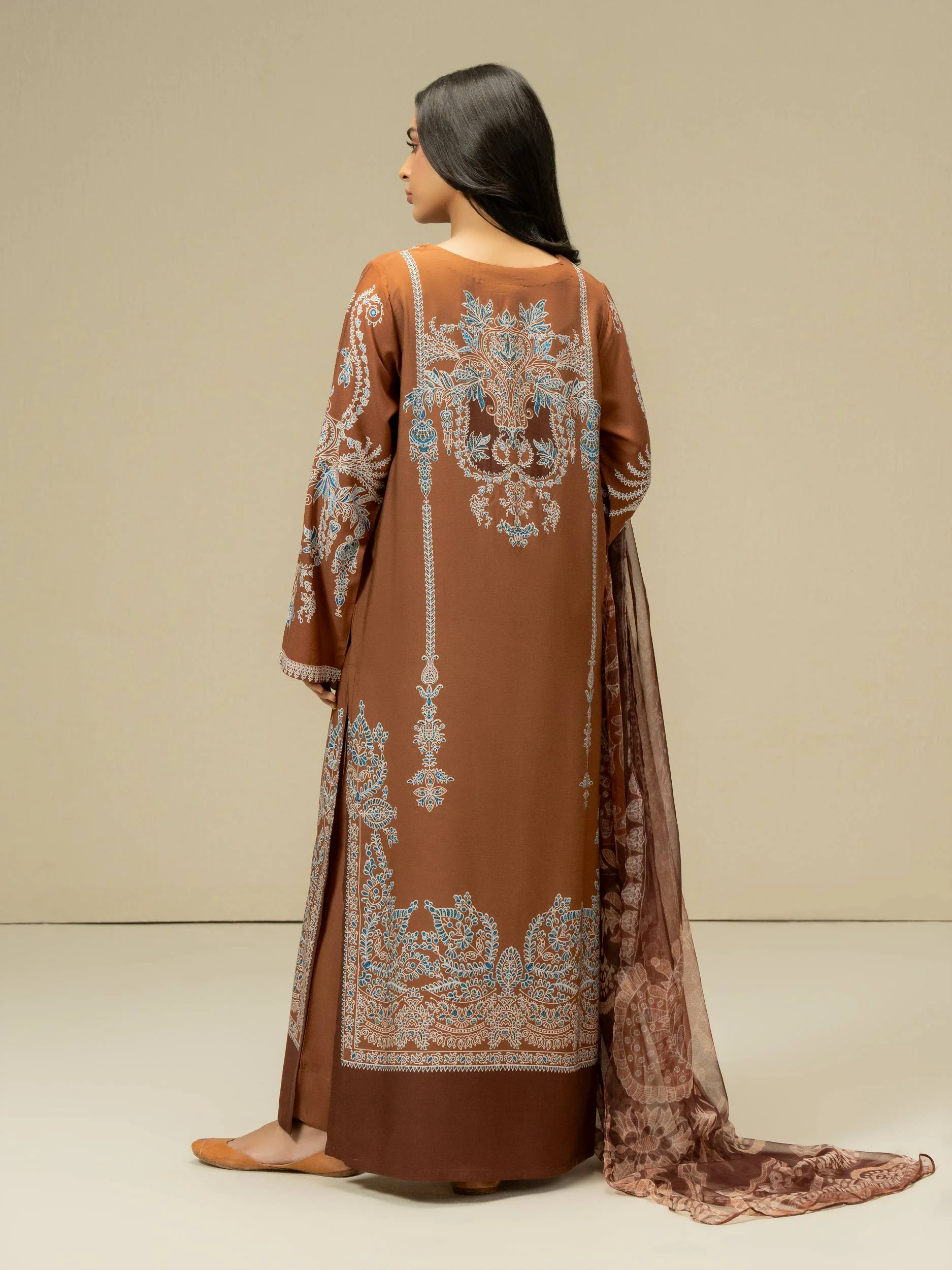 3 Piece Linen Suit-Prined (Pret) - Image 5