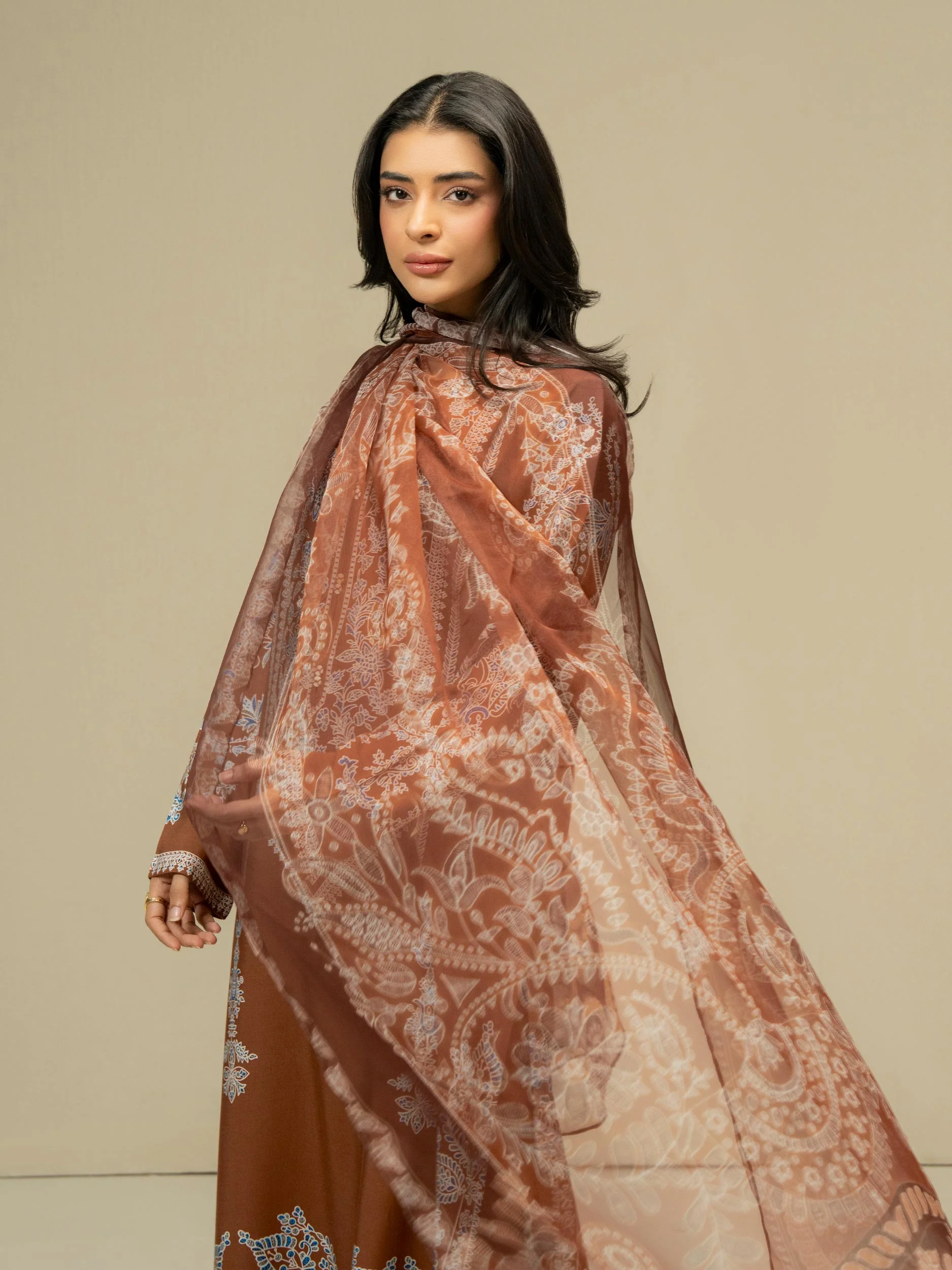 3 Piece Linen Suit-Prined (Pret) - Image 6