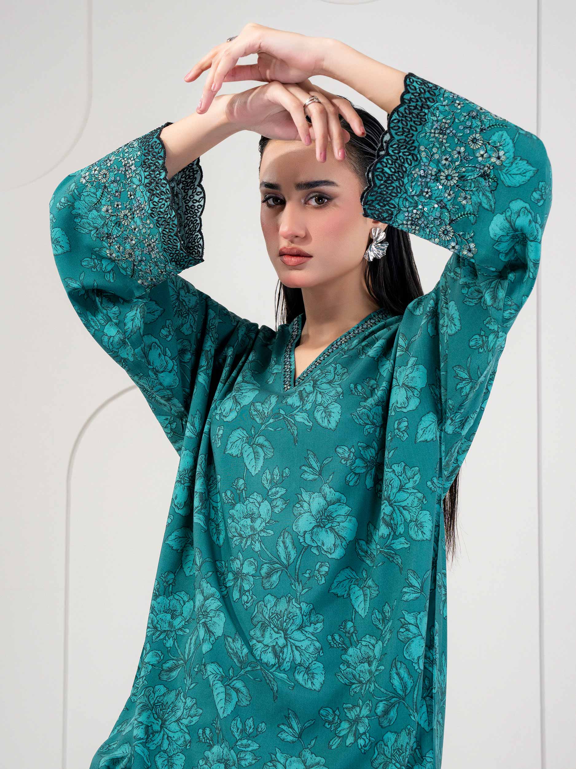 2 Piece Linen Suit-Embroidered (Pret) - Image 2