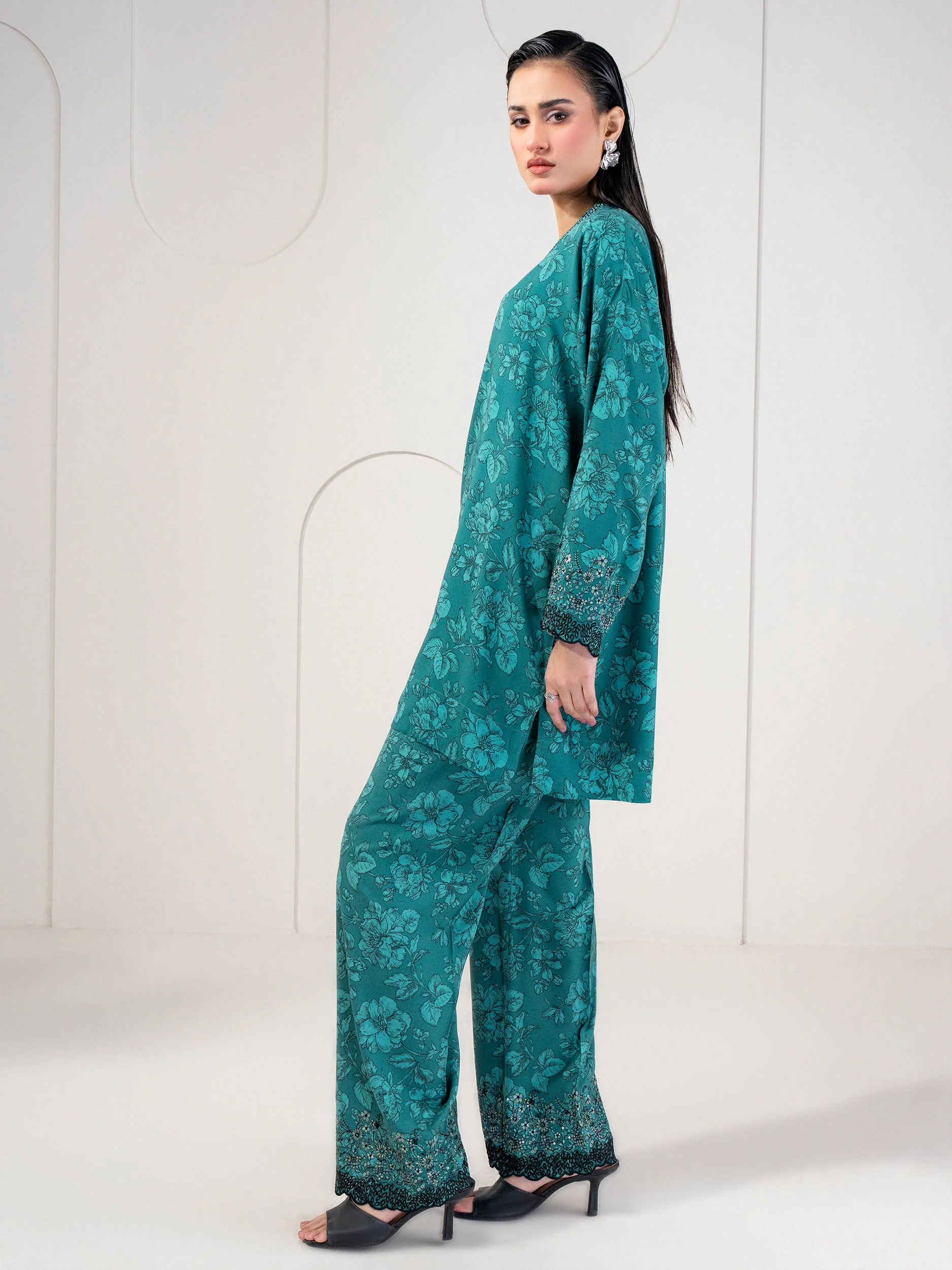 2 Piece Linen Suit-Embroidered (Pret) - Image 4
