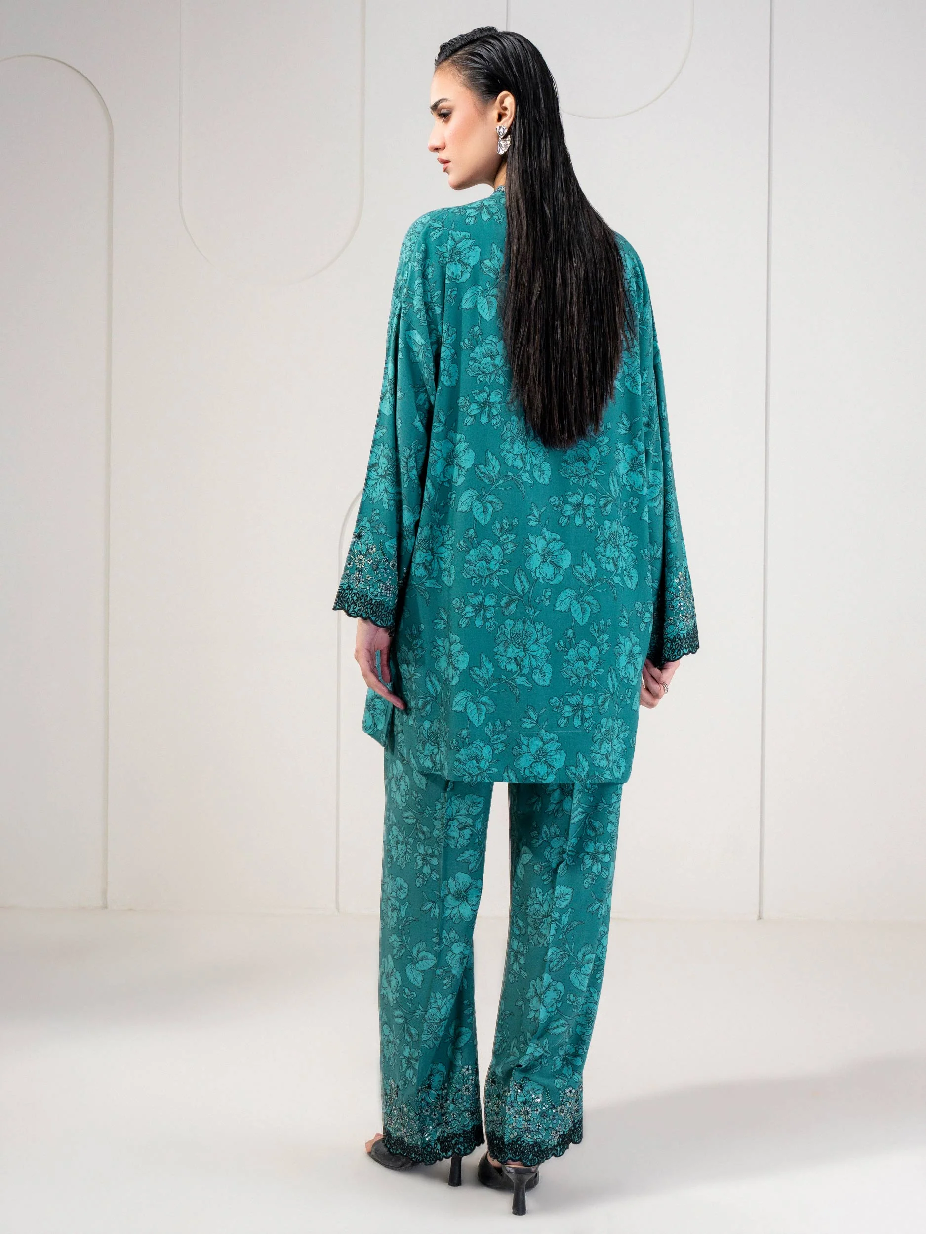 2 Piece Linen Suit-Embroidered (Pret) - Image 5