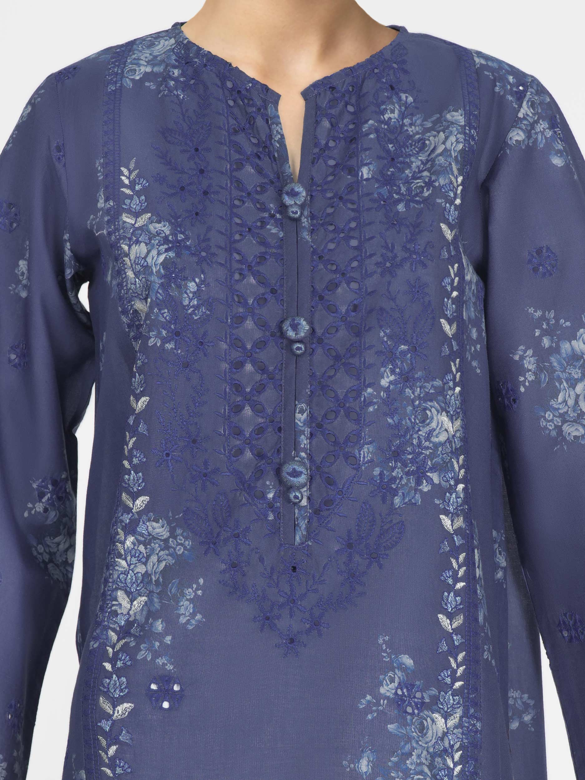 3 Piece Cambric Suit- Embroidered (Pret) - Image 5