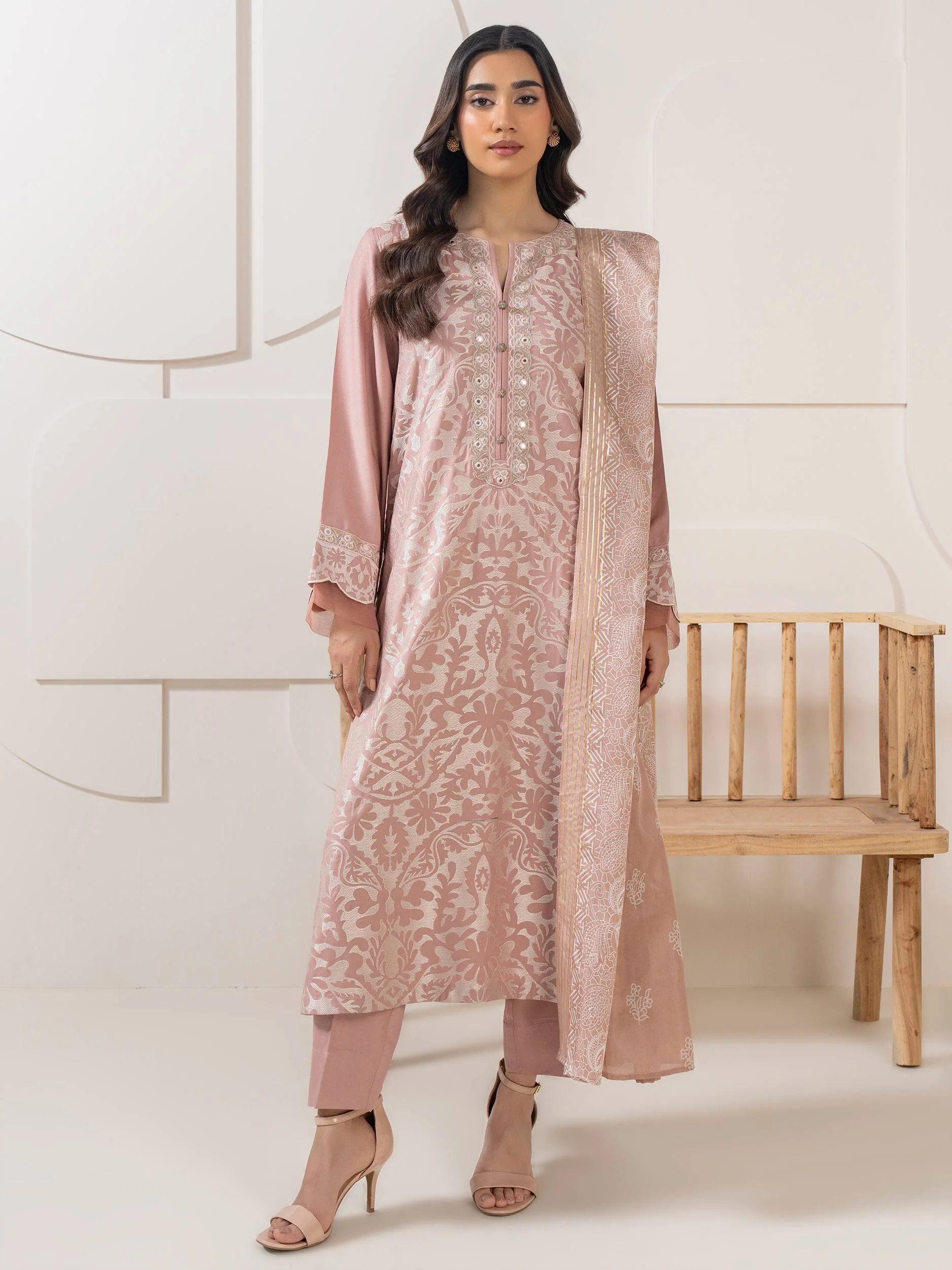 3 Piece Crepe Suit-Embroidered (Pret) - Image 2