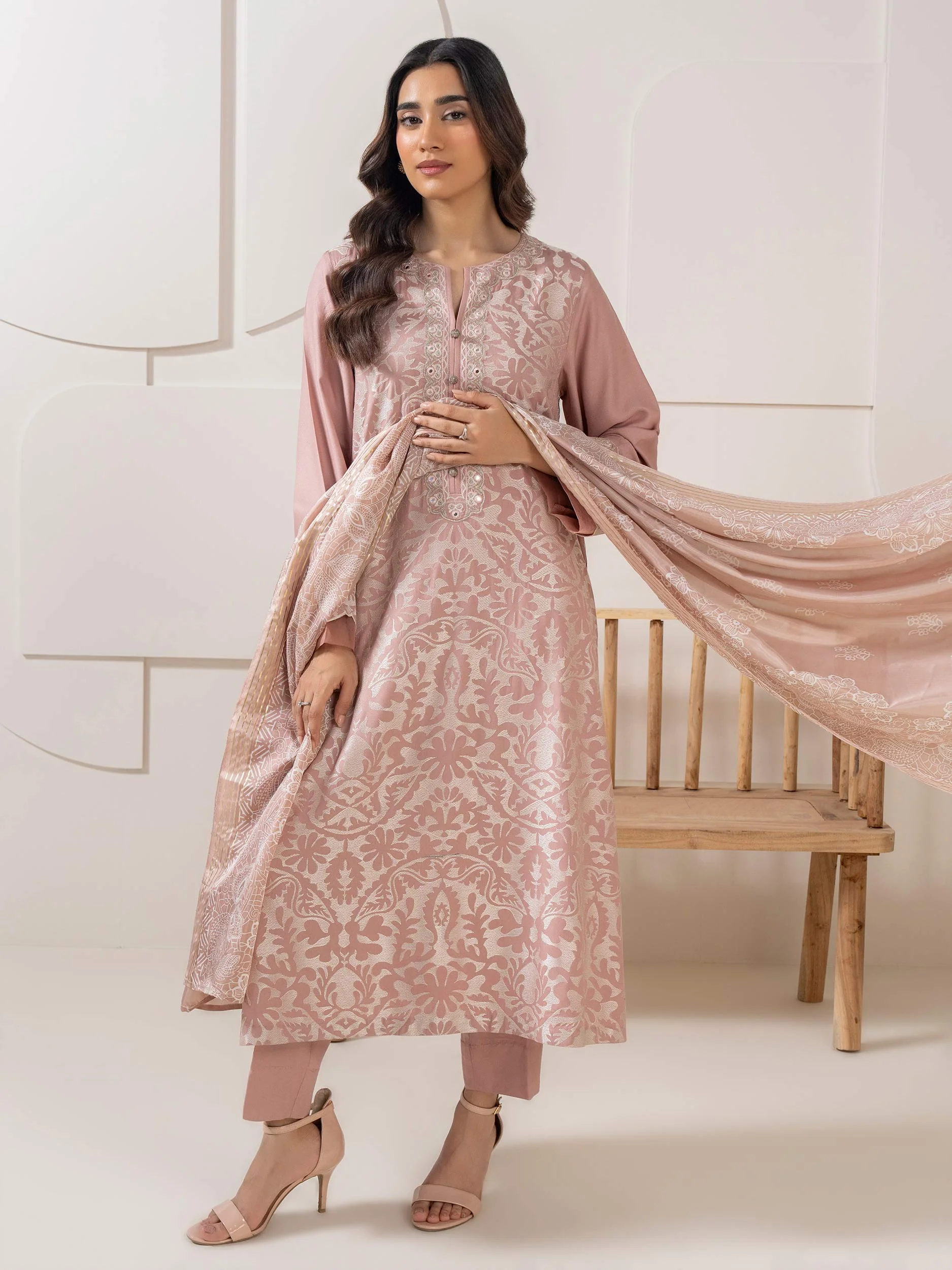 3 Piece Crepe Suit-Embroidered (Pret) - Image 4