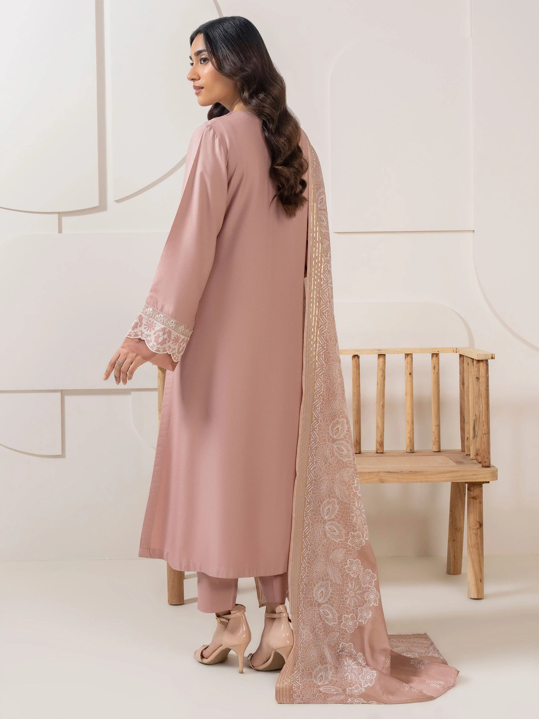 3 Piece Crepe Suit-Embroidered (Pret) - Image 5