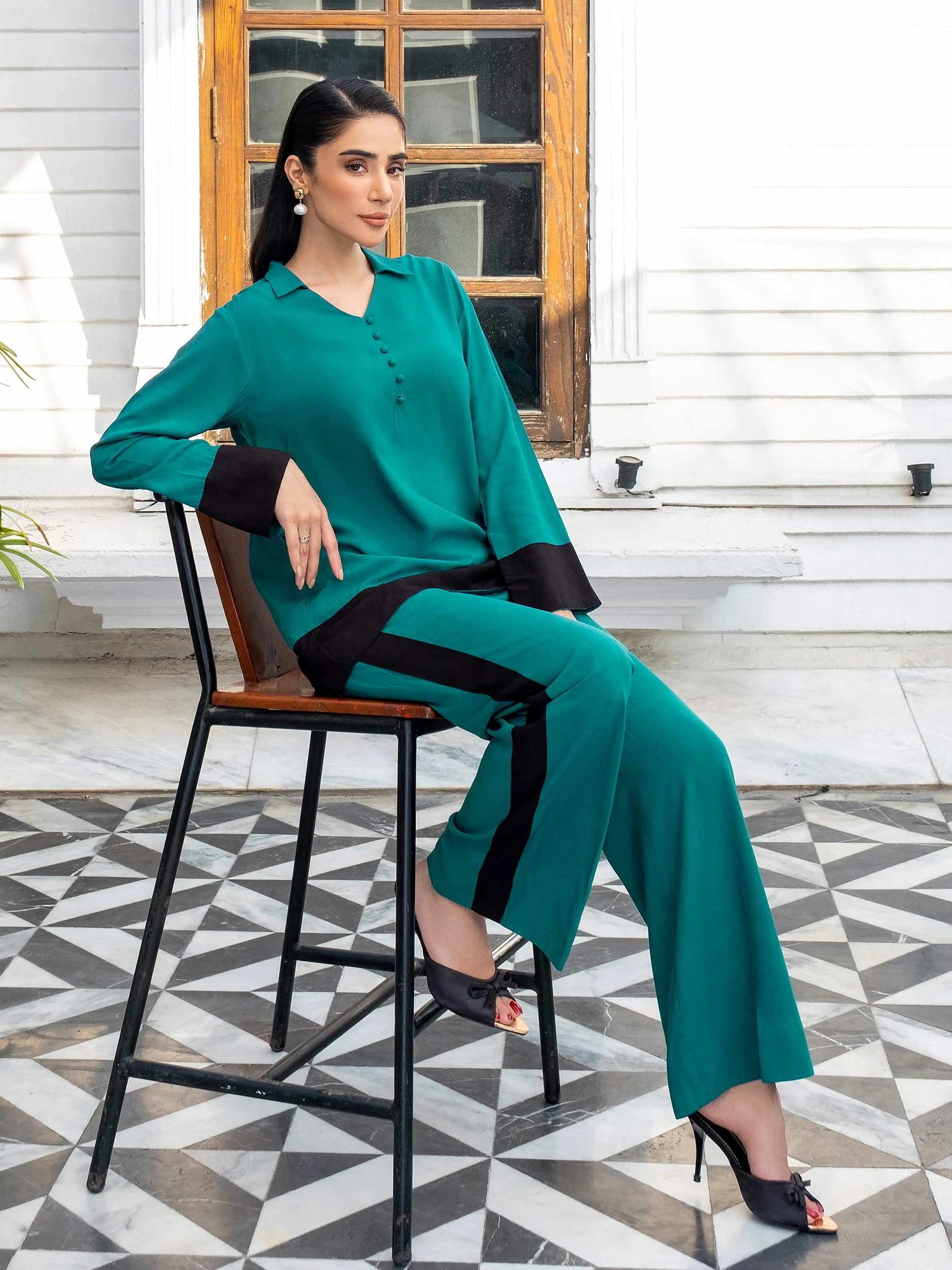 Dyed Color Block Linen Co-Ord Set - Image 3