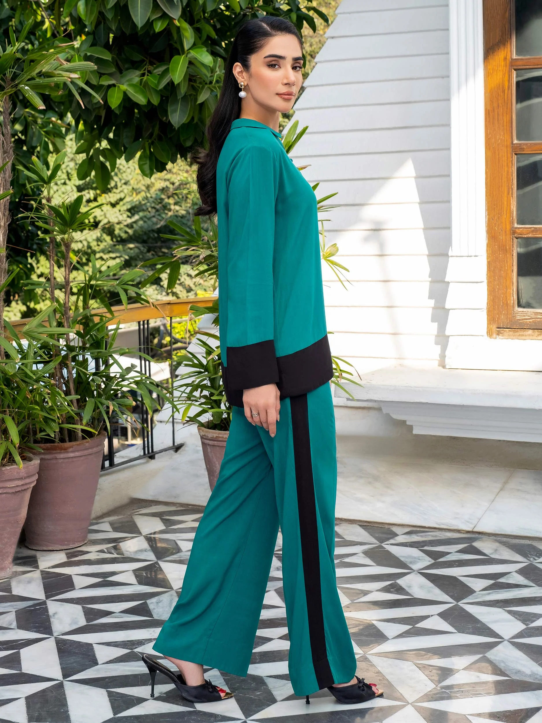 Dyed Color Block Linen Co-Ord Set - Image 4