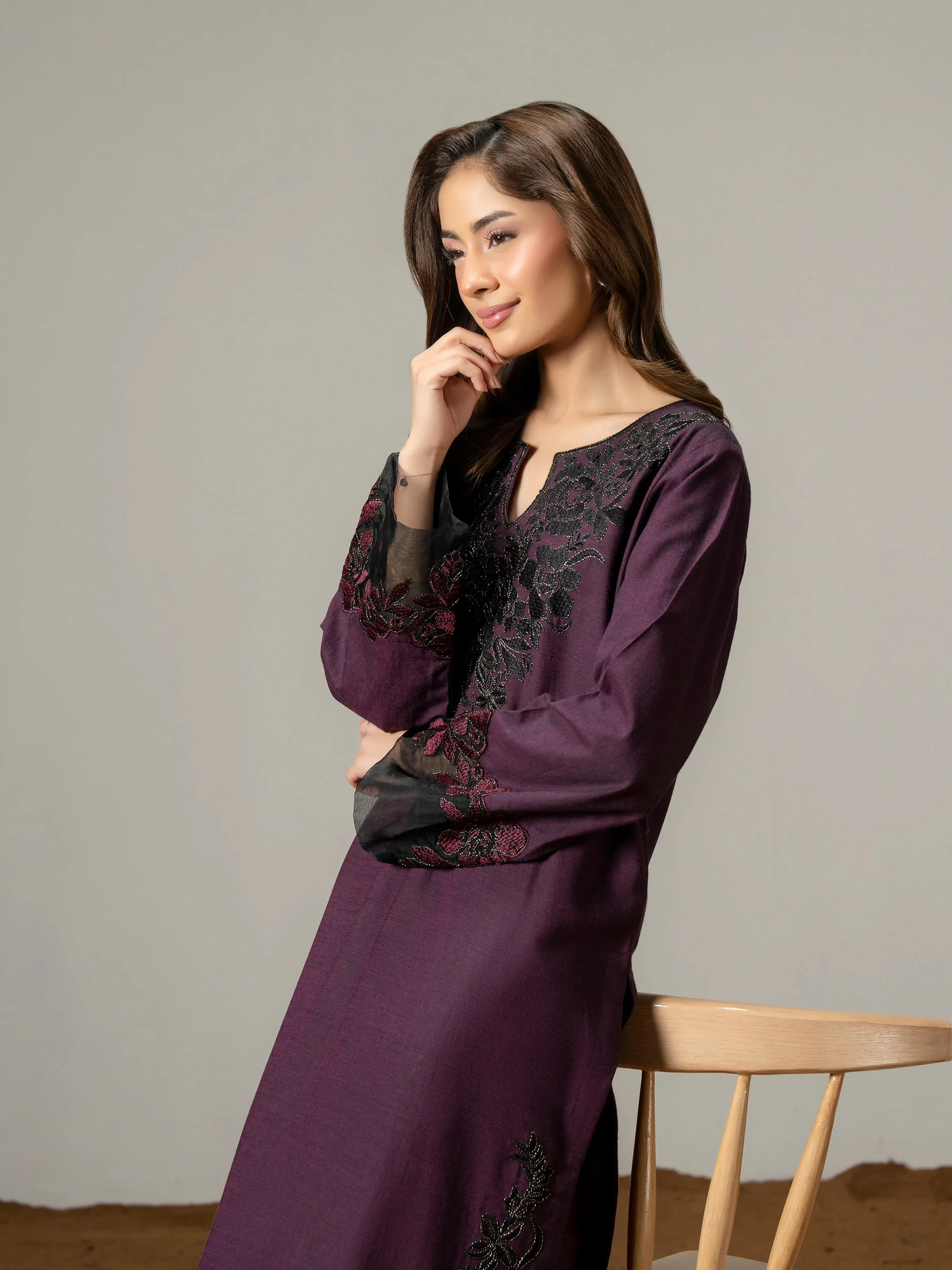 2 Piece Yarn Dyed Suit-Embroidered (Pret) - Image 7