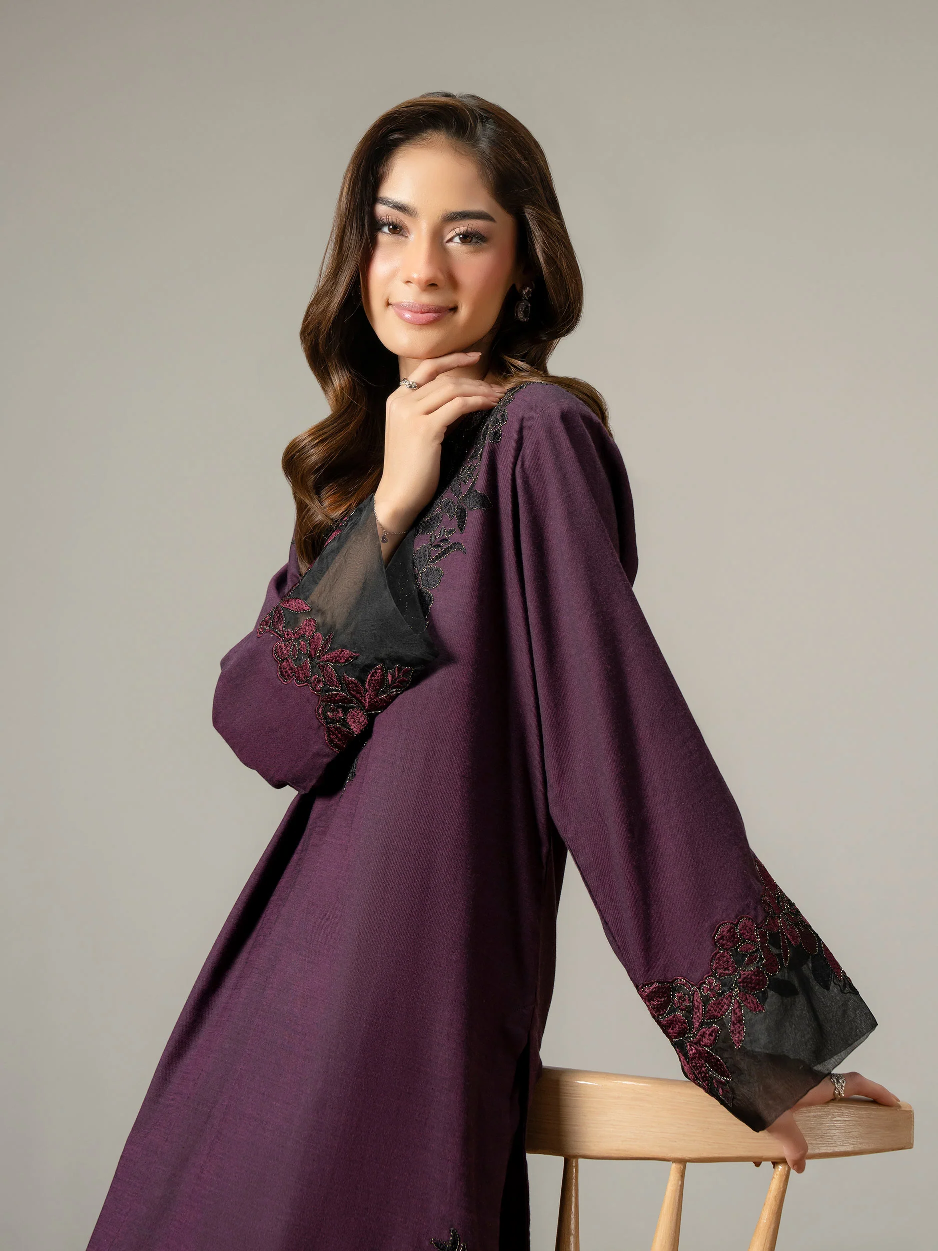 2 Piece Yarn Dyed Suit-Embroidered (Pret) - Image 9