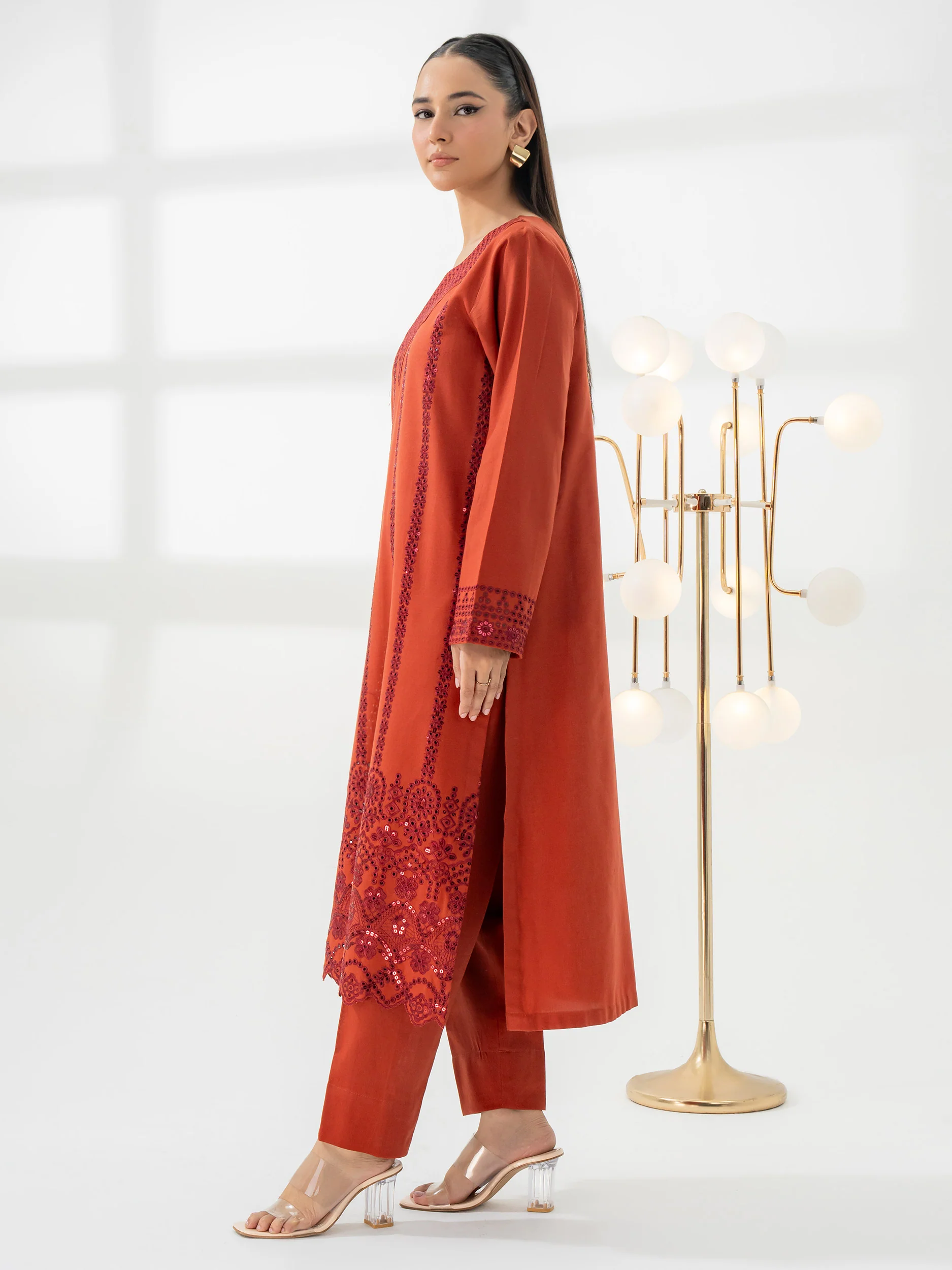 2 Piece Khaddar Suit-Embroidered (Pret) - Image 3