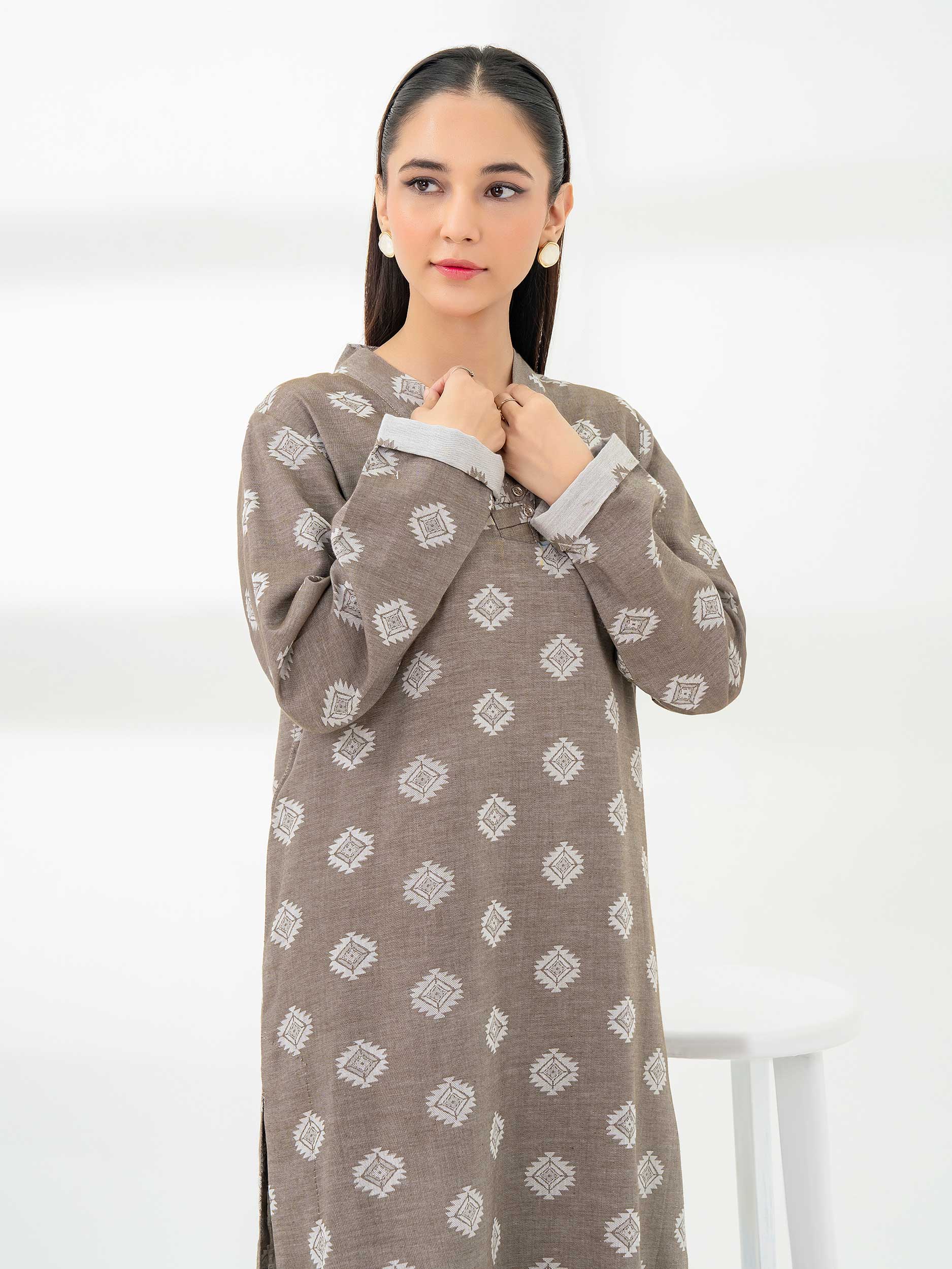 2 Piece Jacquard Suit-Embroidered (Pret) - Image 2