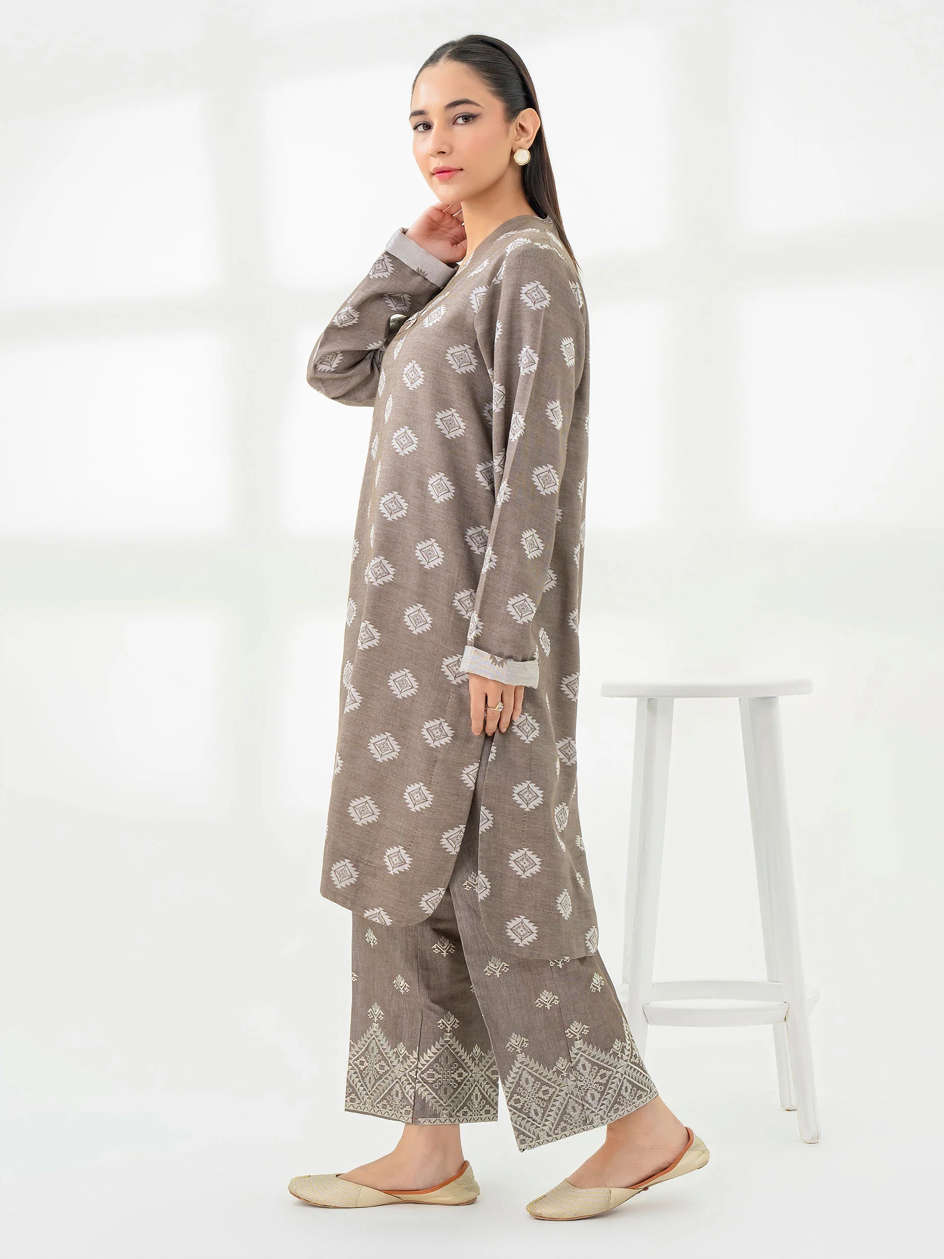 2 Piece Jacquard Suit-Embroidered (Pret) - Image 3