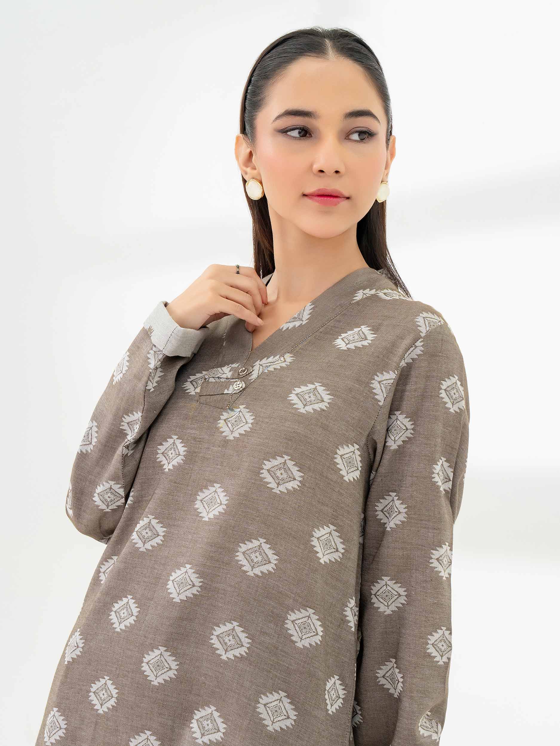 2 Piece Jacquard Suit-Embroidered (Pret) - Image 4