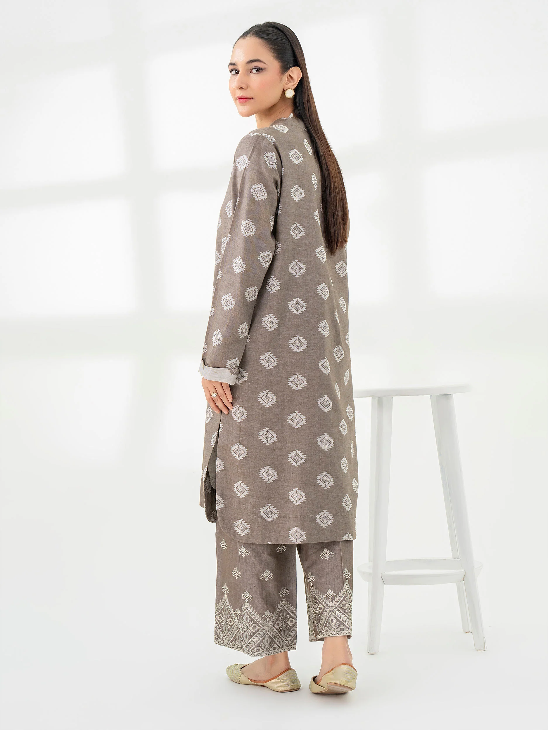 2 Piece Jacquard Suit-Embroidered (Pret) - Image 5
