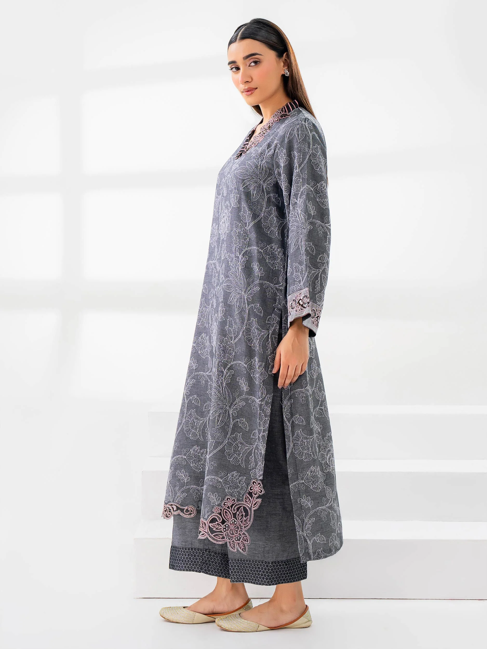 2 Piece Jacquard Suit-Embroidered (Pret) - Image 3