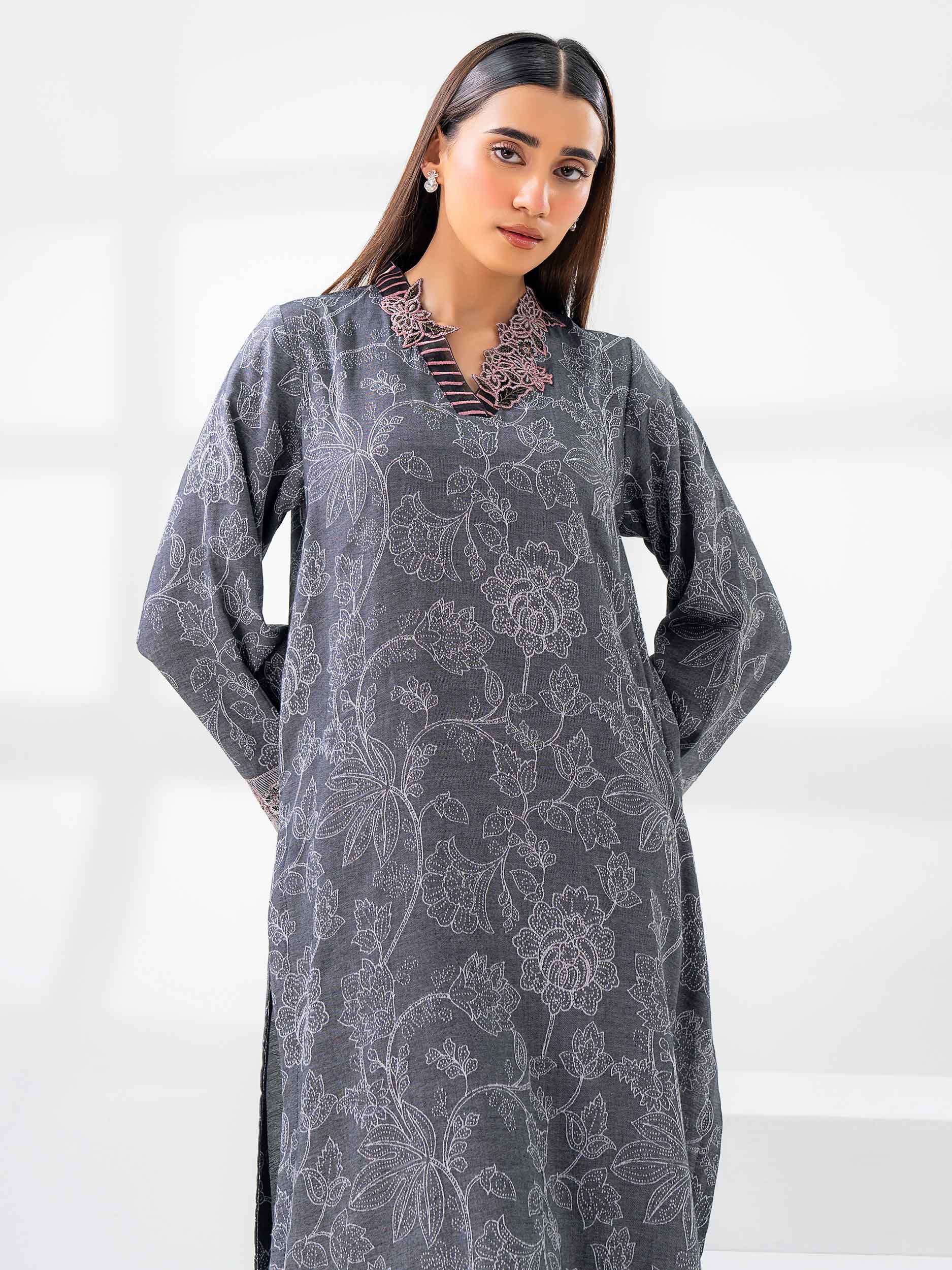 2 Piece Jacquard Suit-Embroidered (Pret) - Image 4
