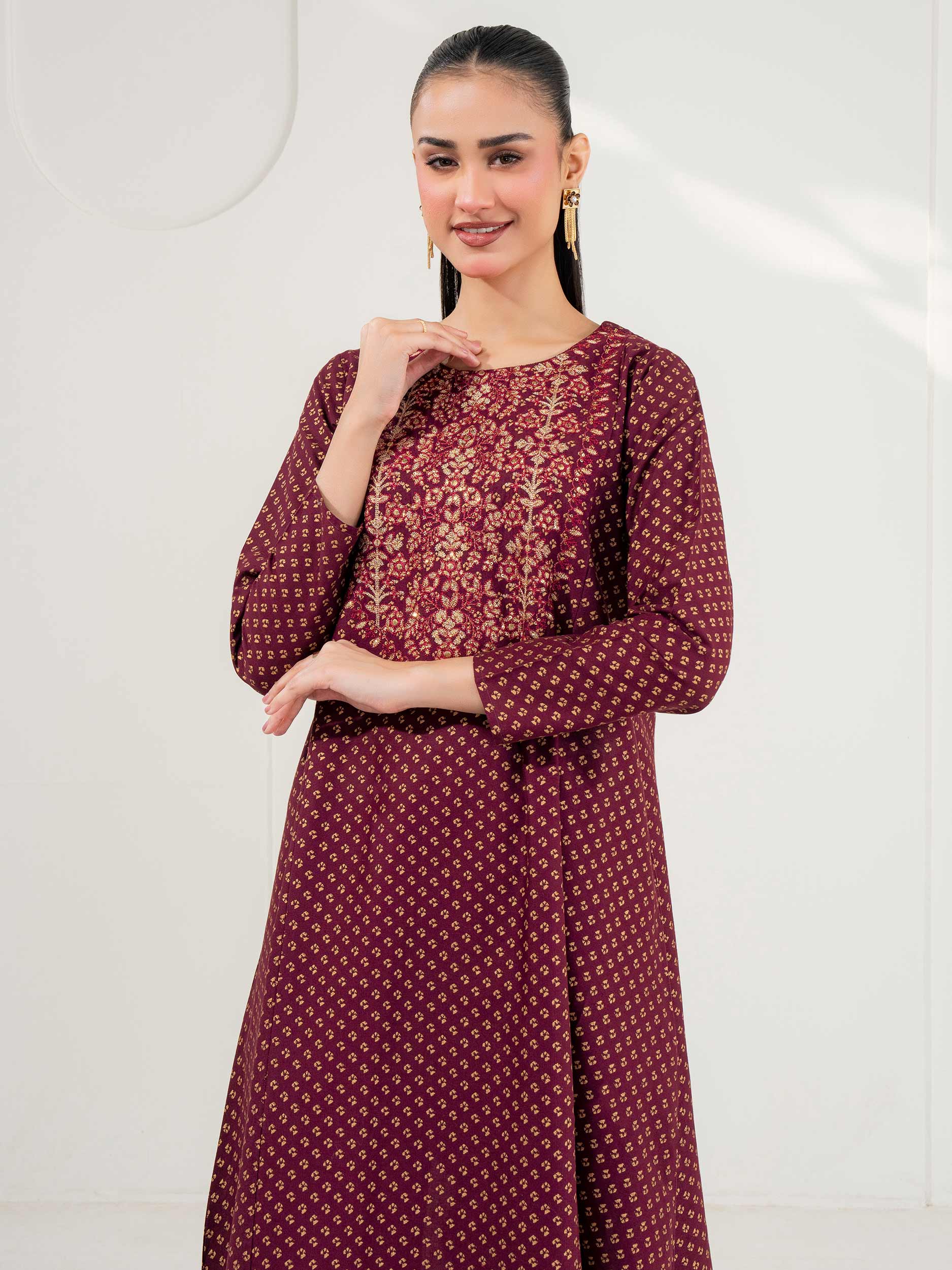 Khaddar Frock-Embroidered (Pret) - Image 2