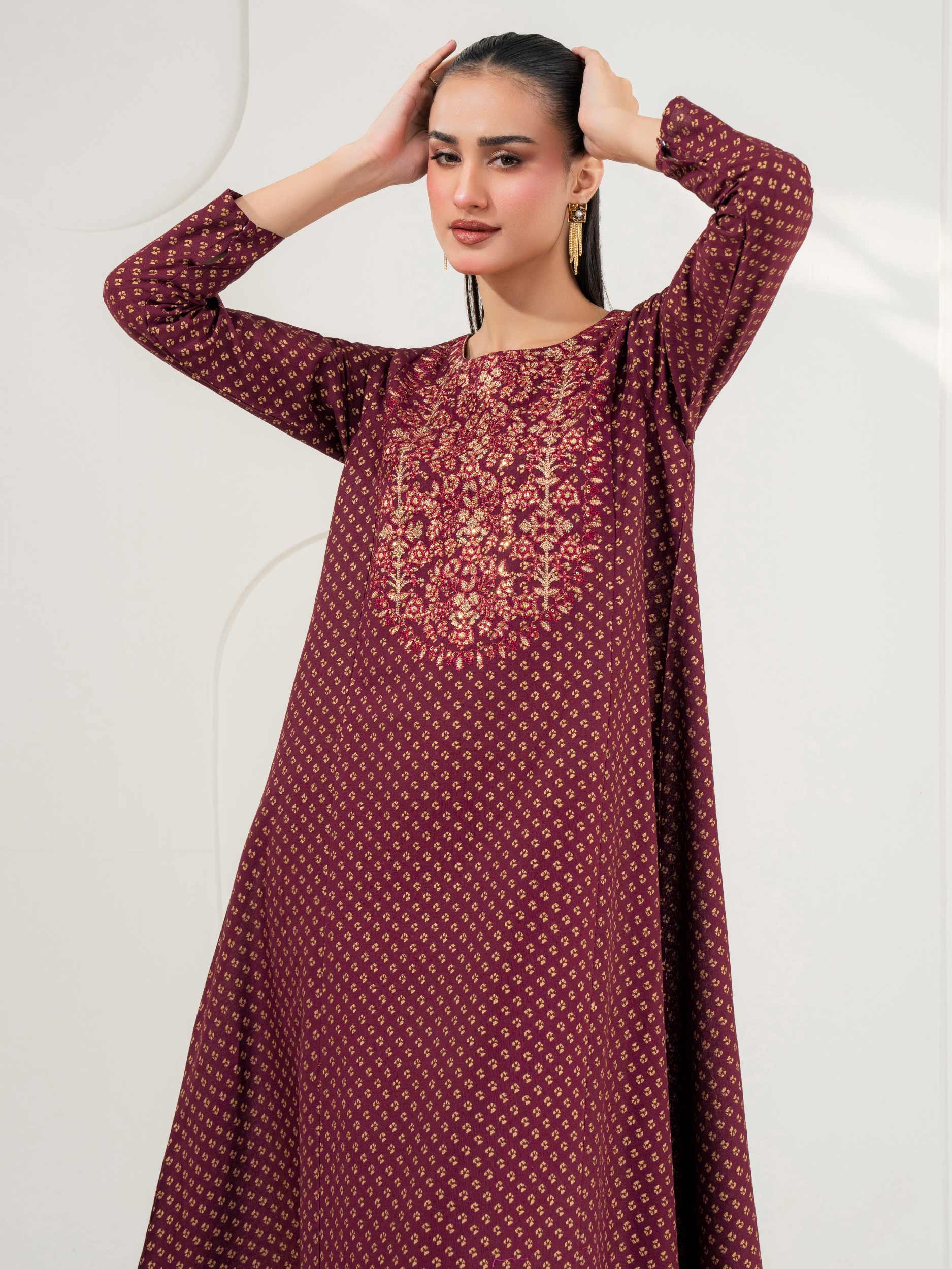 Khaddar Frock-Embroidered (Pret) - Image 3