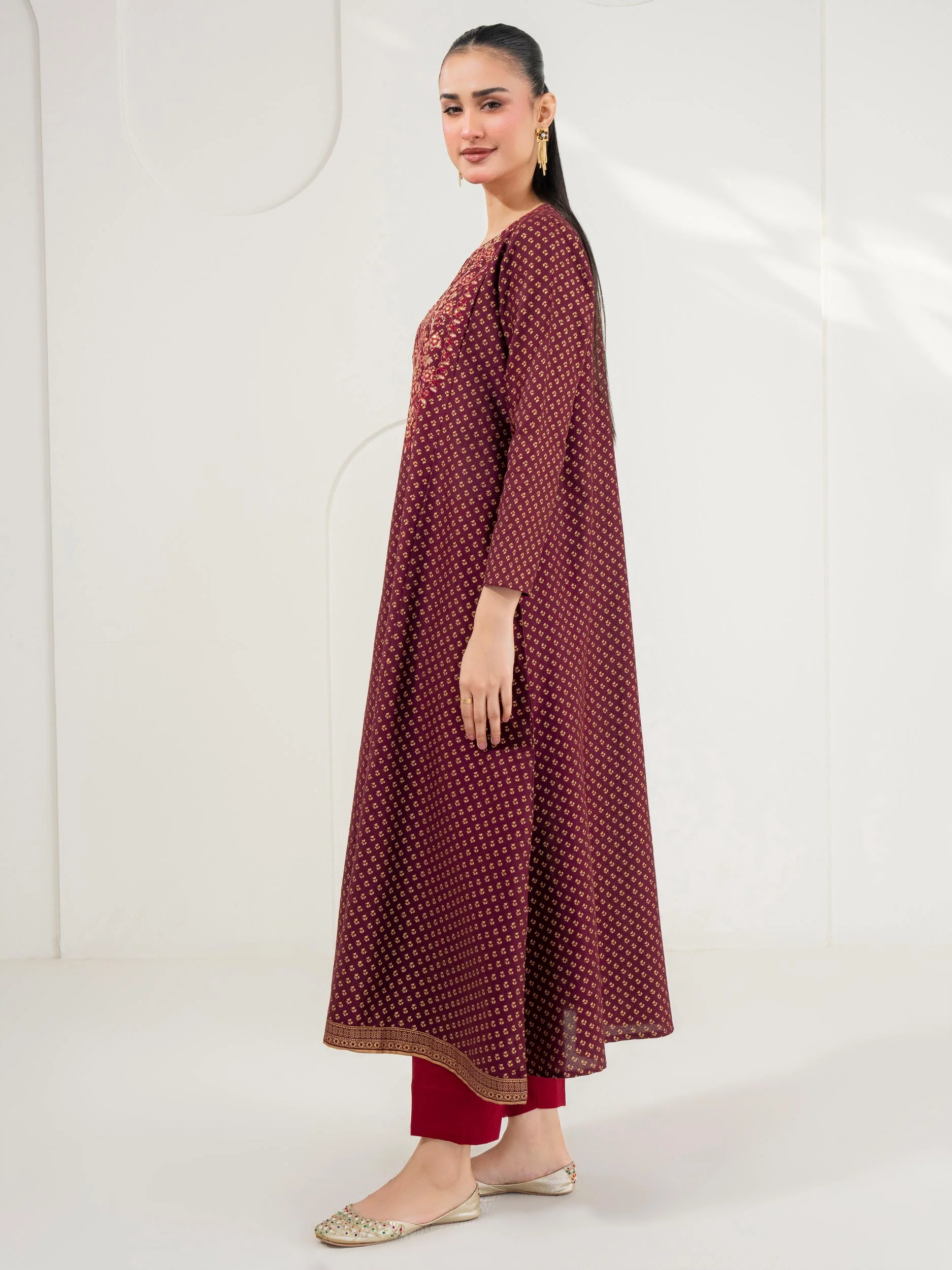 Khaddar Frock-Embroidered (Pret) - Image 4