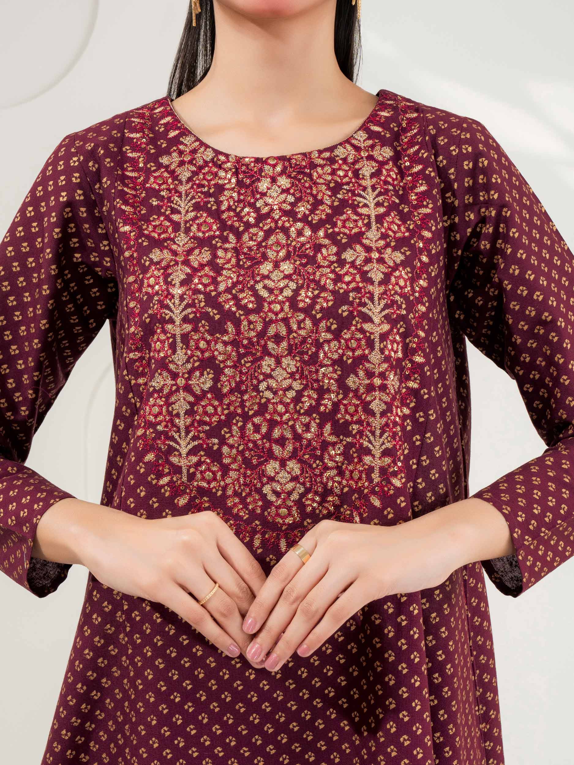 Khaddar Frock-Embroidered (Pret) - Image 6