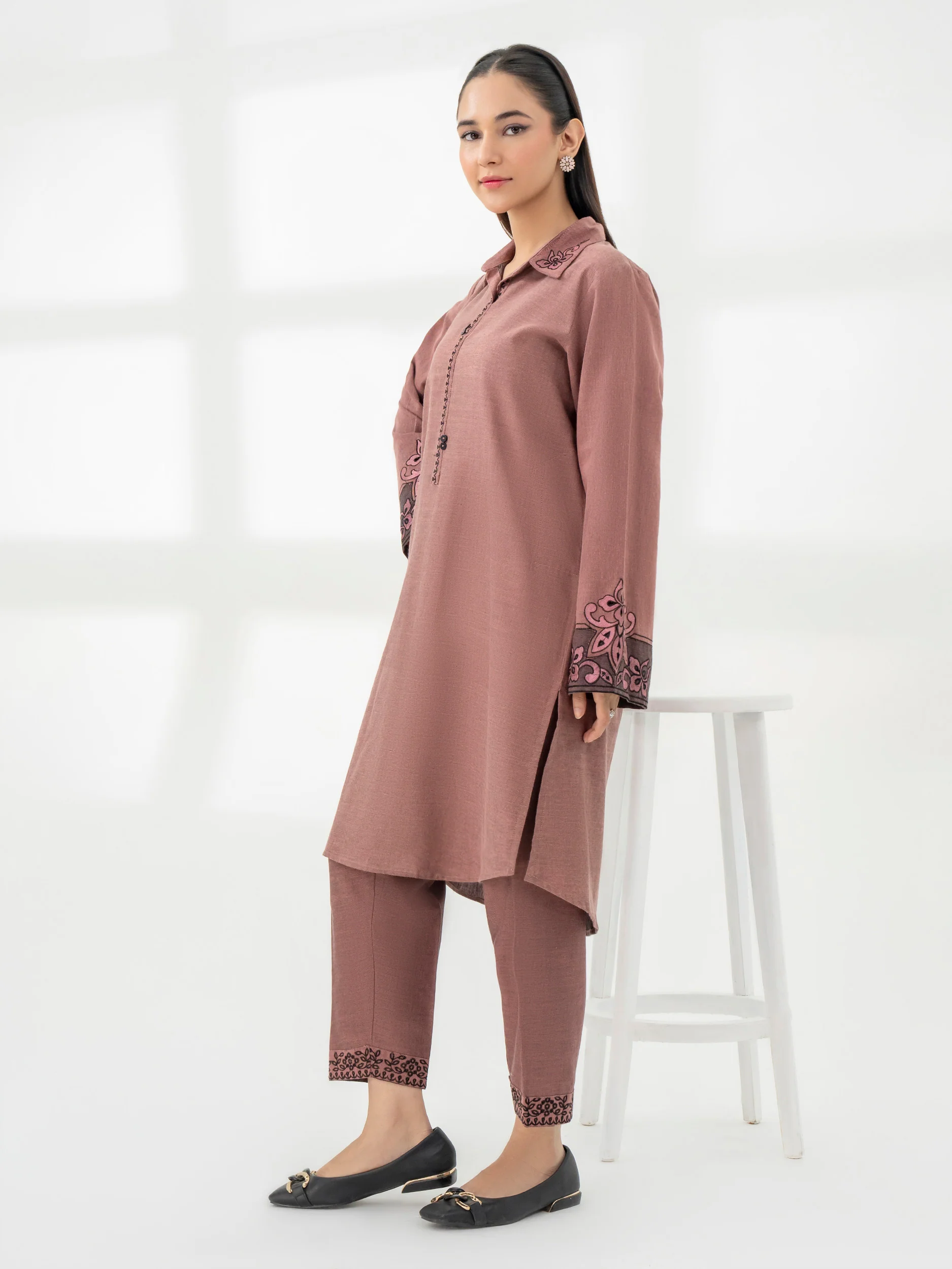 2 Piece Yarn Dyed Suit-Embroidered (Pret) - Image 5