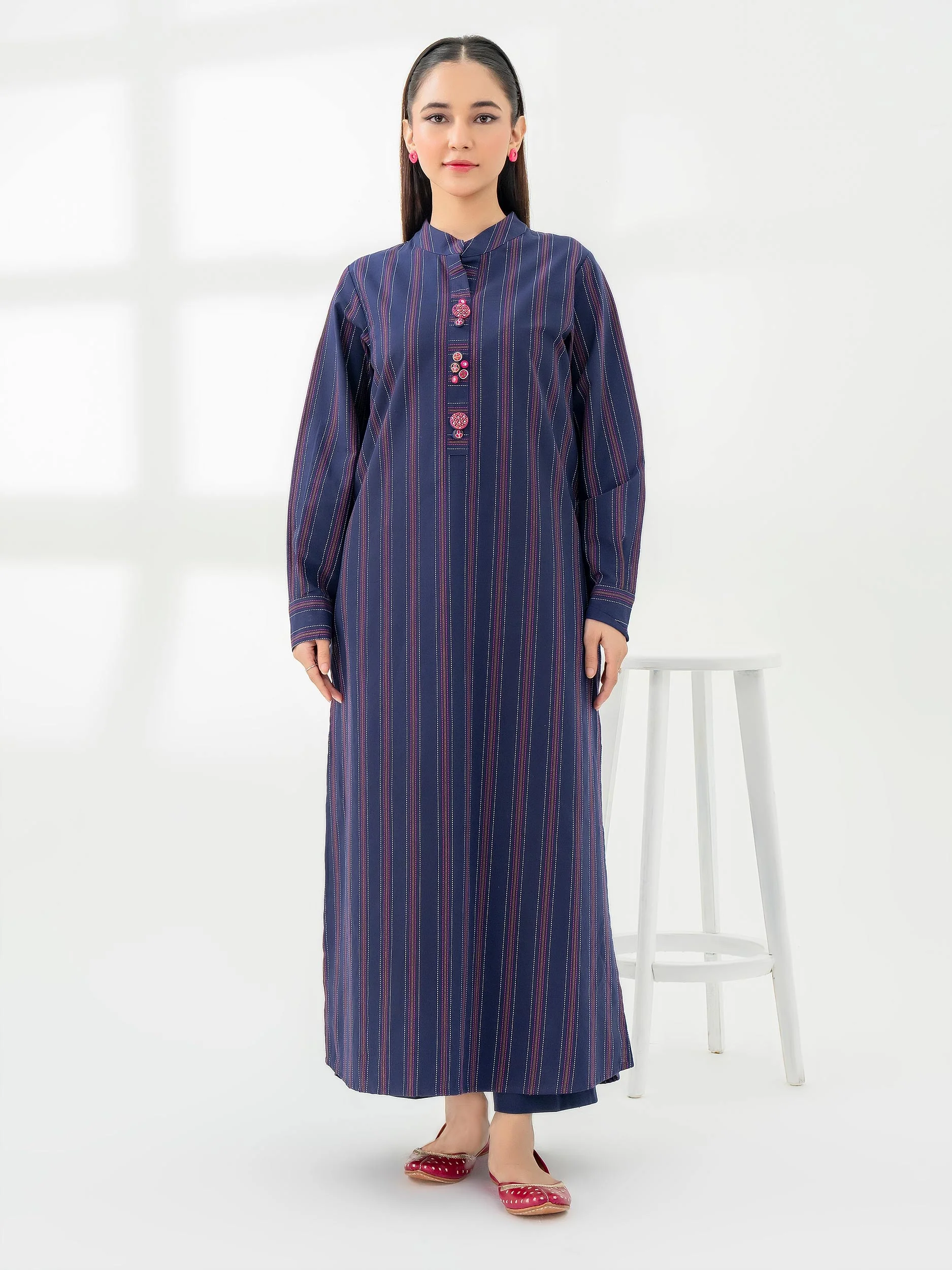 2 Piece Yarn Dyed Suit-Embroidered (Pret) - Image 2