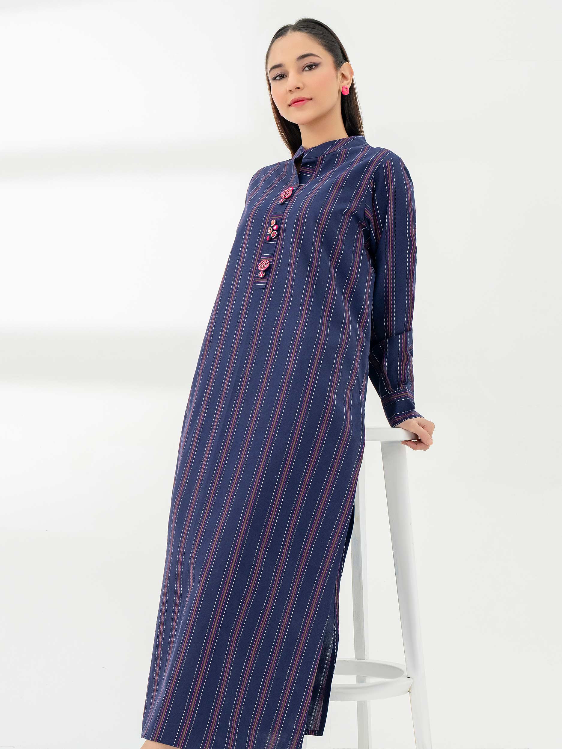 2 Piece Yarn Dyed Suit-Embroidered (Pret) - Image 3