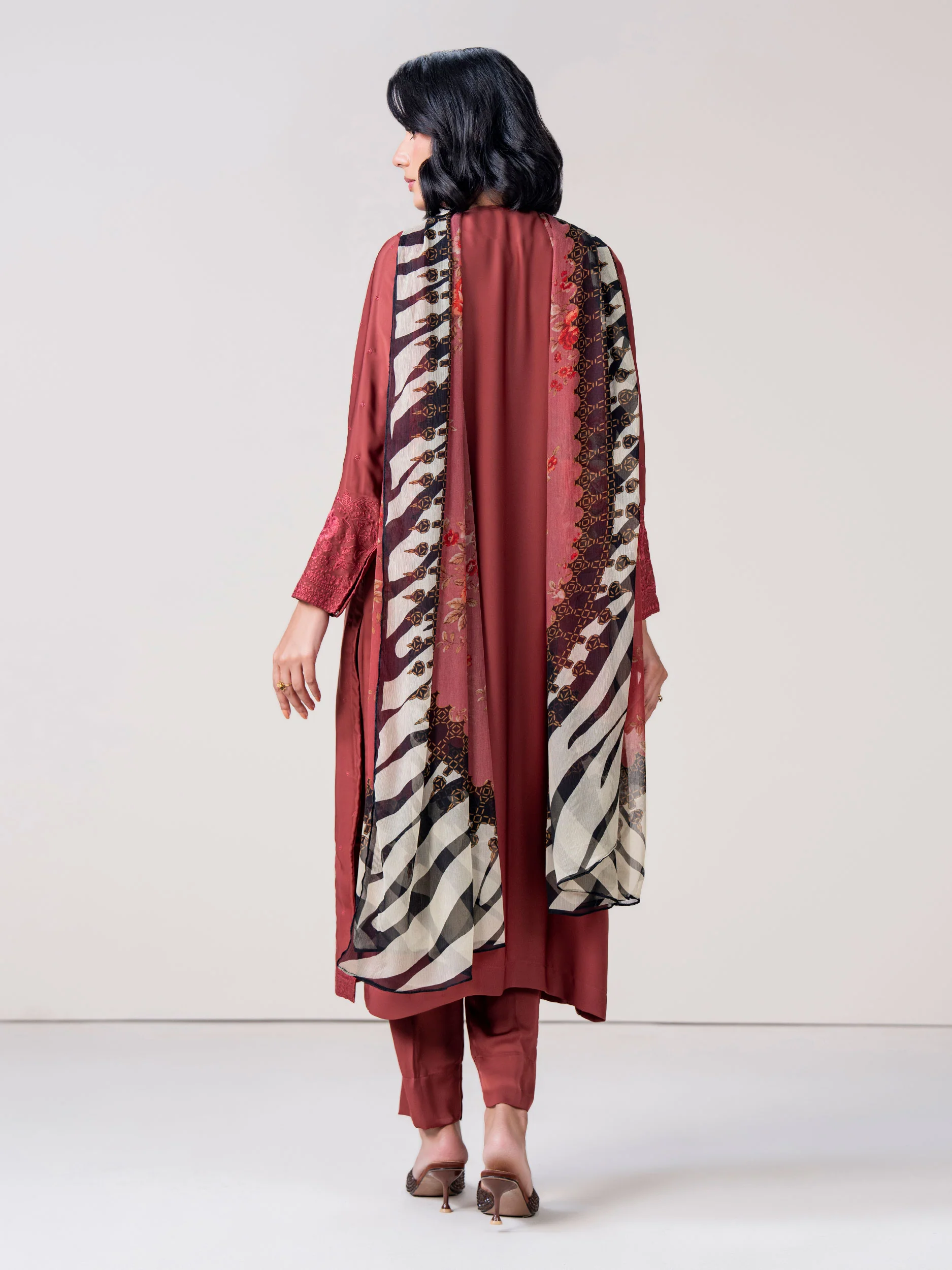 3 Piece Silk Suit- Embroidered (Pret) - Image 3