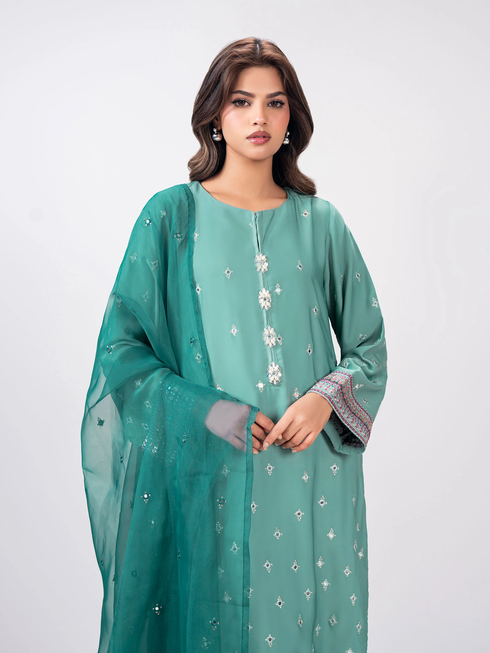 3 Piece Premium Silk Suit- Embroidered (Pret) - Image 3